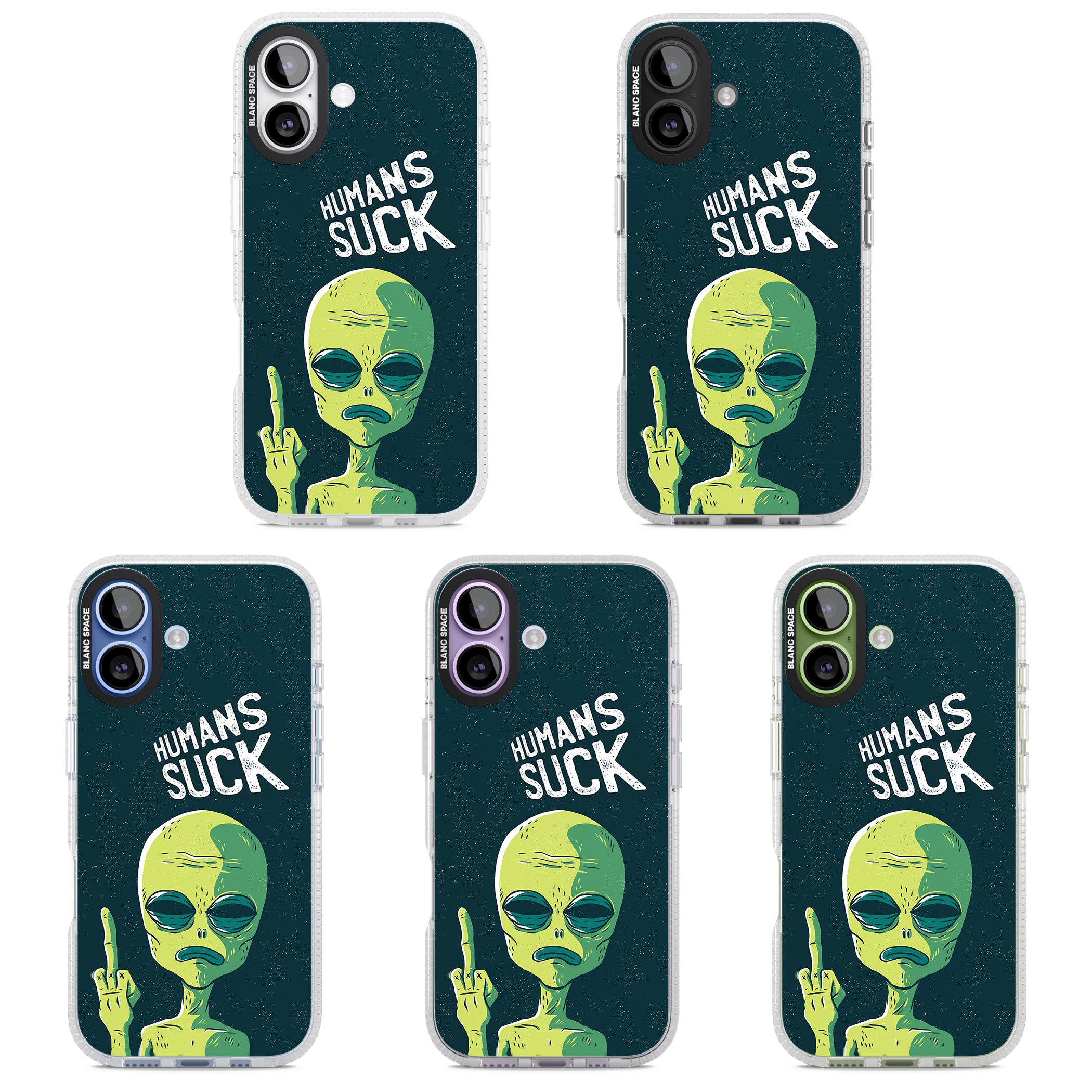 Humans Suck Alien iPhone 17 Impact Air Clear Phone Case APT Impact Protection