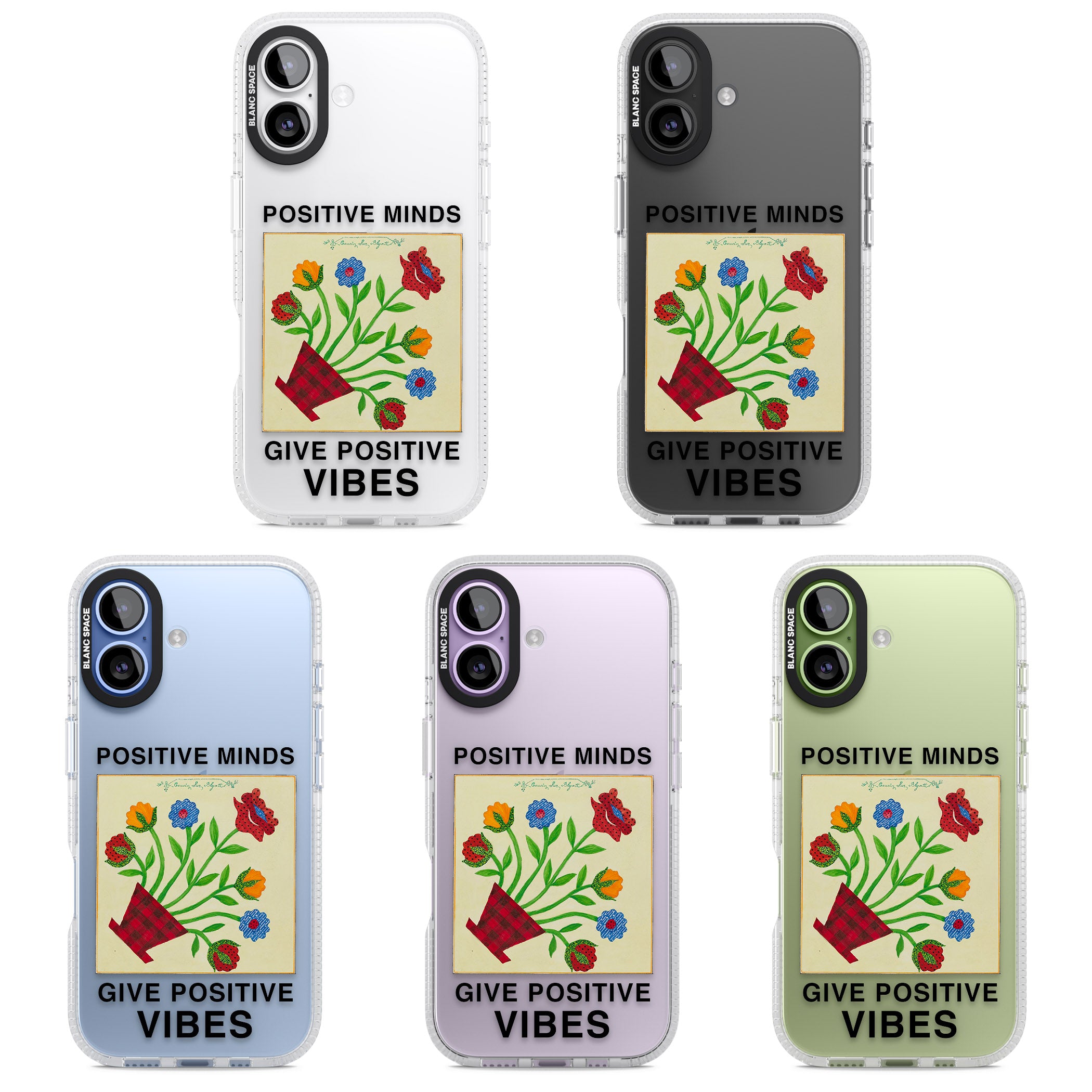 Positive Minds Give Positive Vibes iPhone 17 Impact Air Clear Phone Case APT Impact Protection
