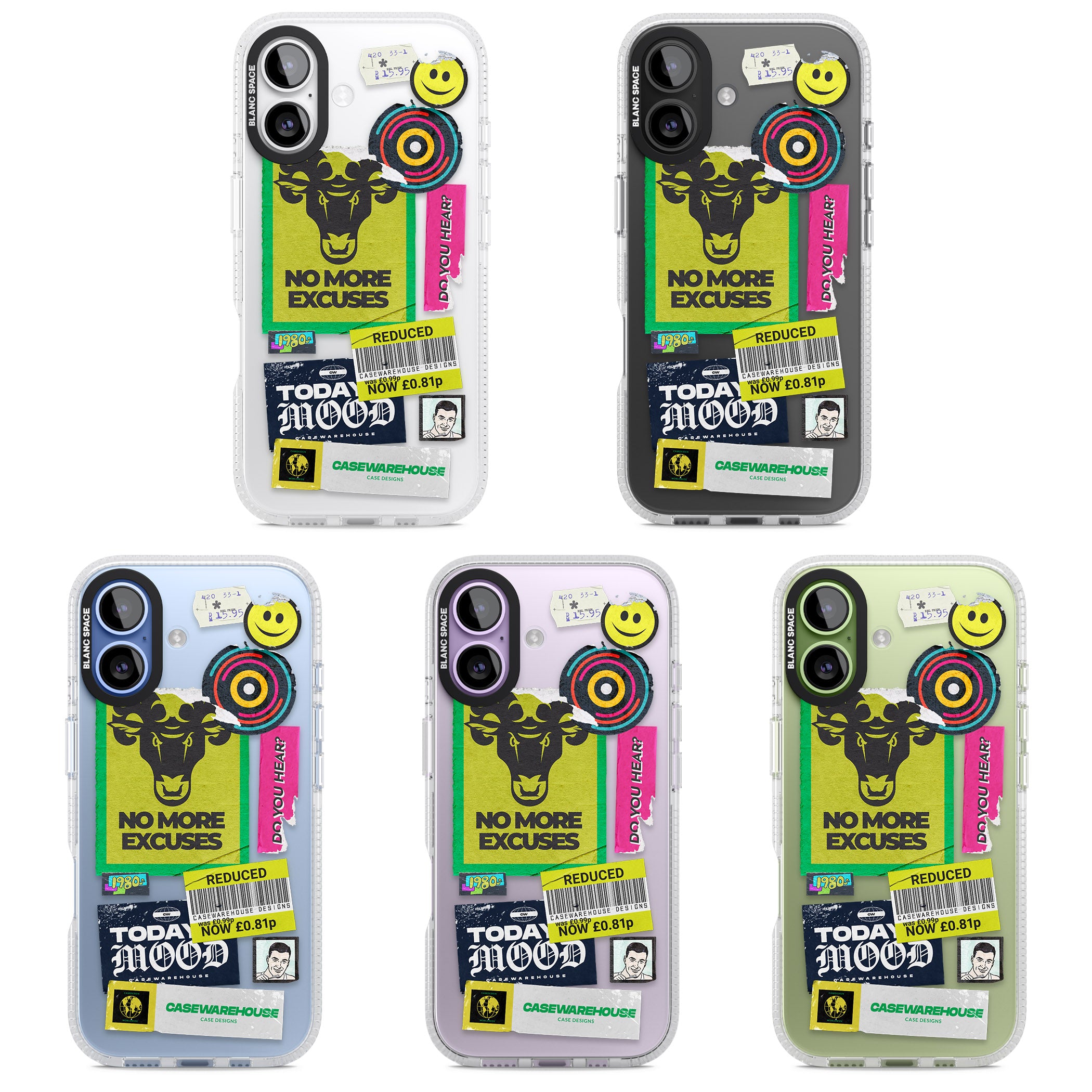 No More Excuses Sticker Mix iPhone 17 Impact Air Clear Phone Case APT Impact Protection