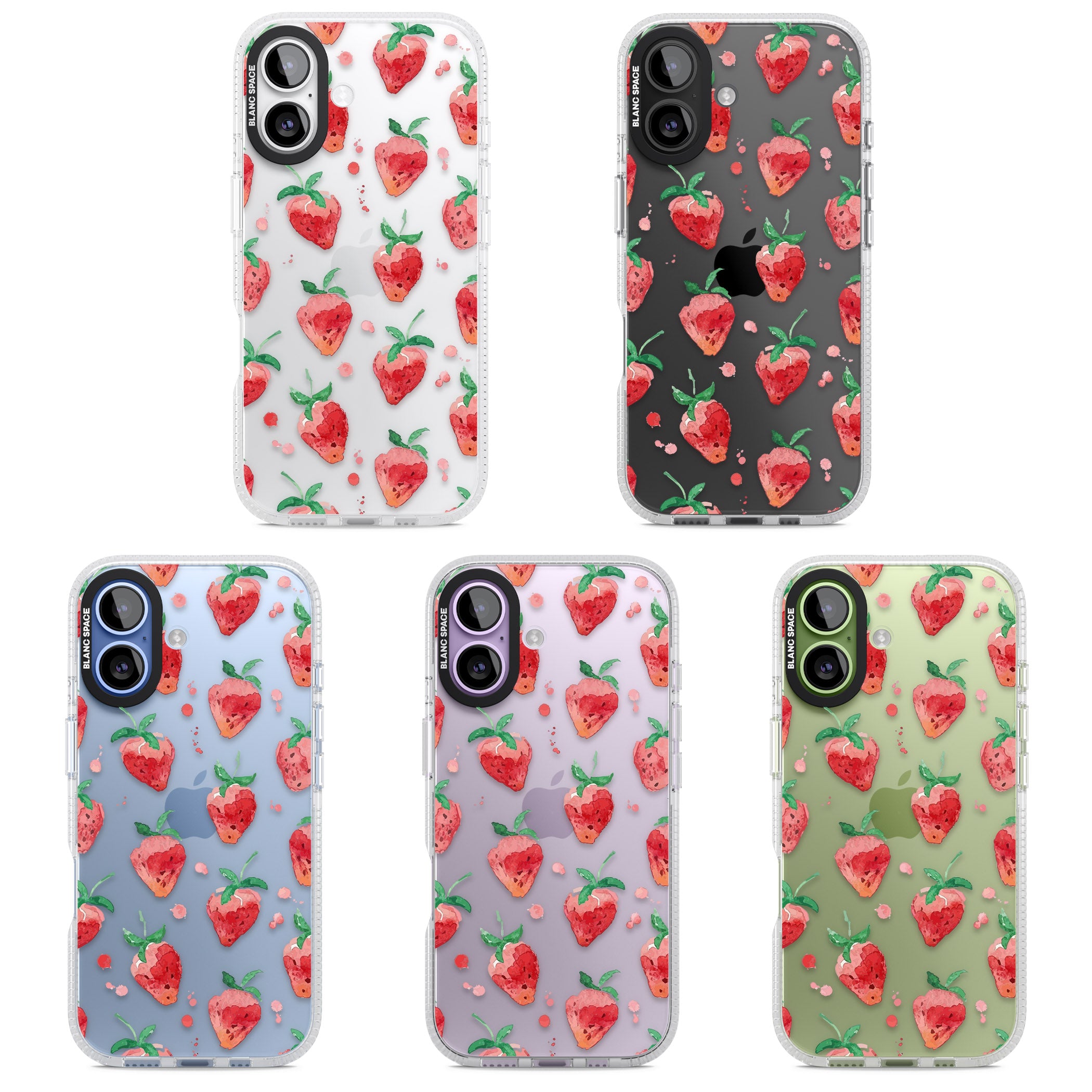 Strawberry Watercolour iPhone 17 Impact Air Clear Phone Case APT Impact Protection