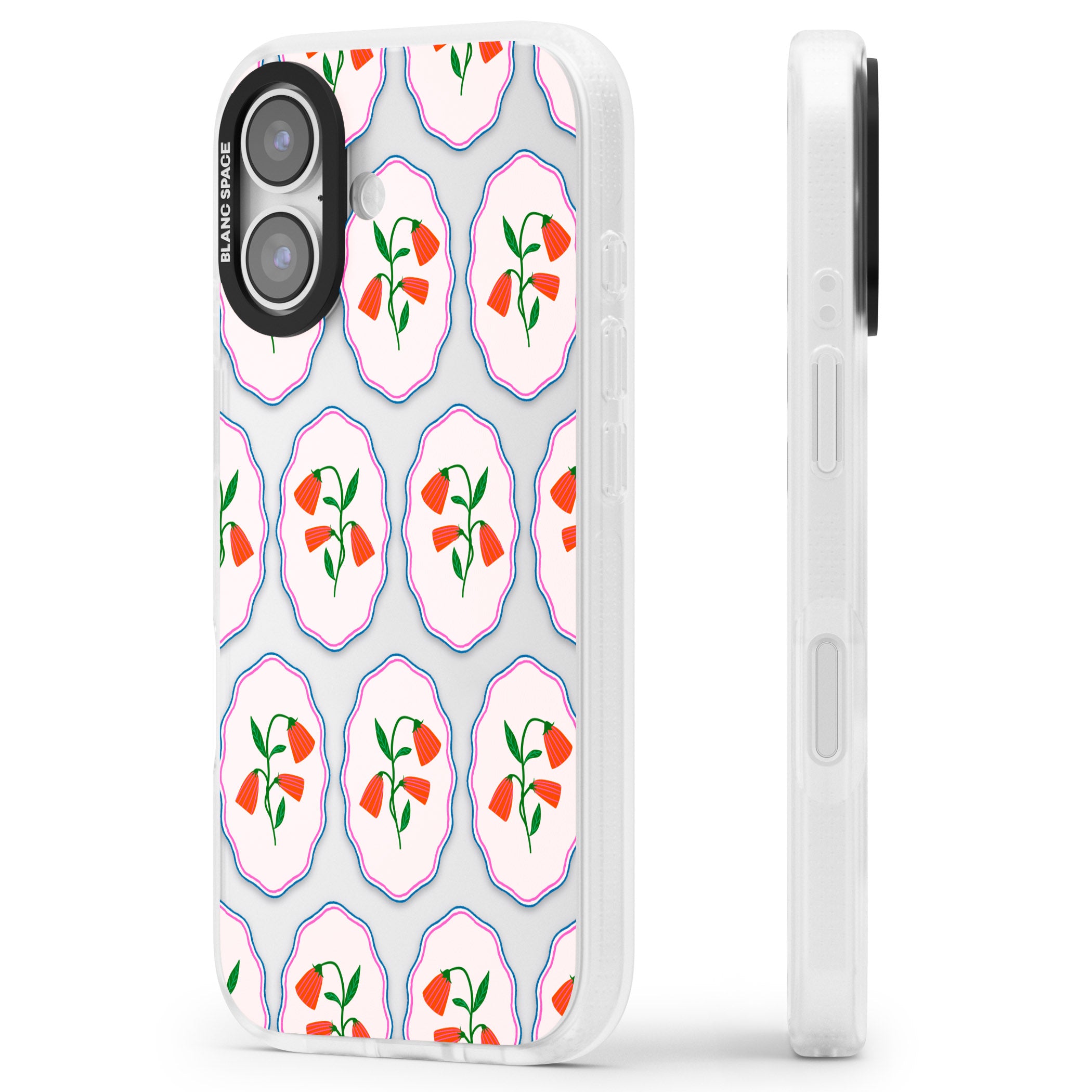 Rose Stamps iPhone 17 Impact Air Clear Phone Case Side Profile