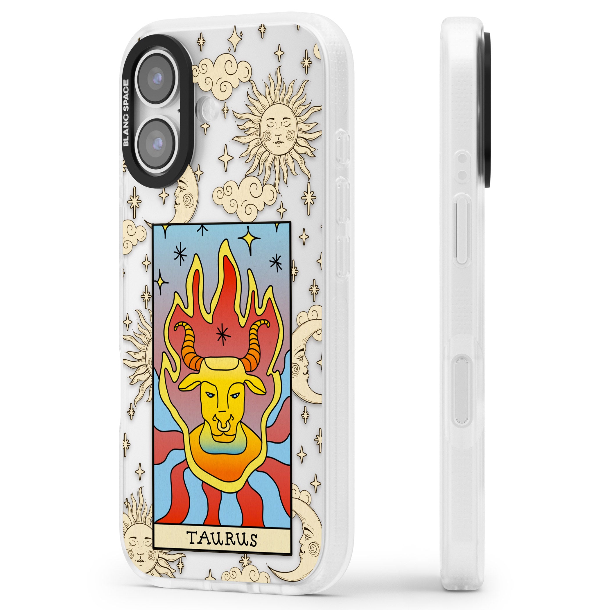 Celestial Zodiac Taurus iPhone 17 Impact Air Clear Phone Case Side Profile