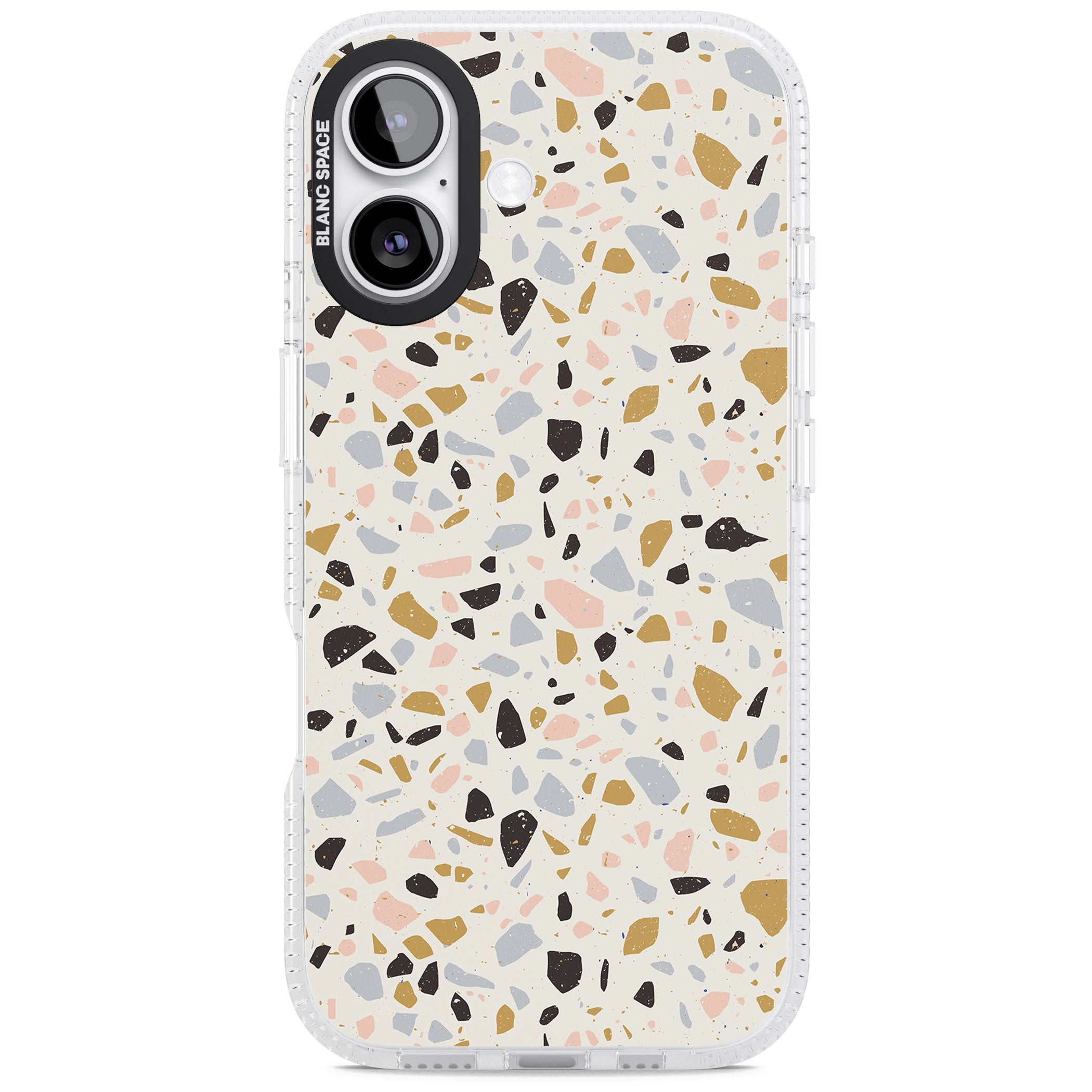 Pale Pink, Blue, & Mocha Terrazzo Pattern iPhone 17 Impact Air Clear Phone Case