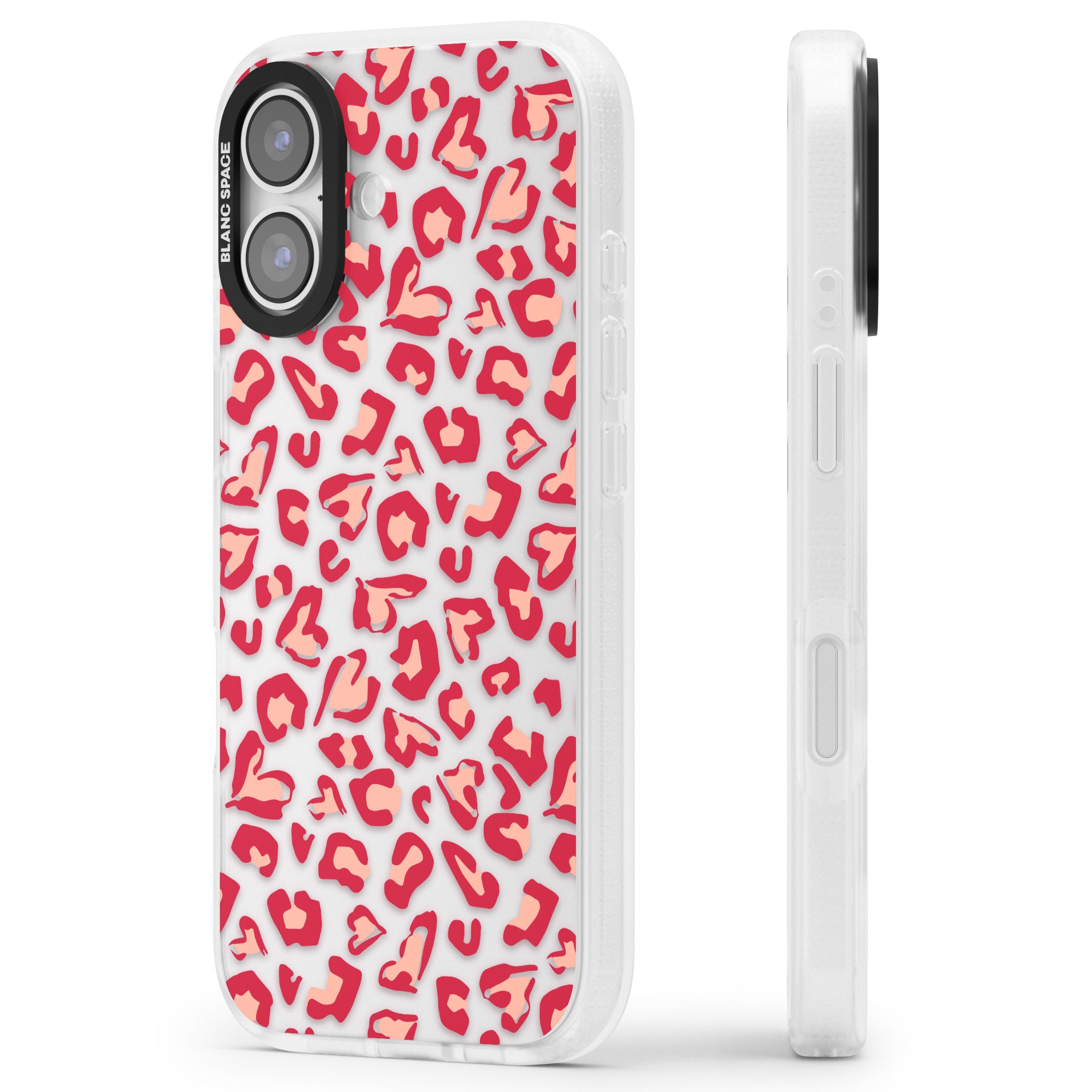 Heart Leopard Print iPhone 17 Impact Air Clear Phone Case Side Profile