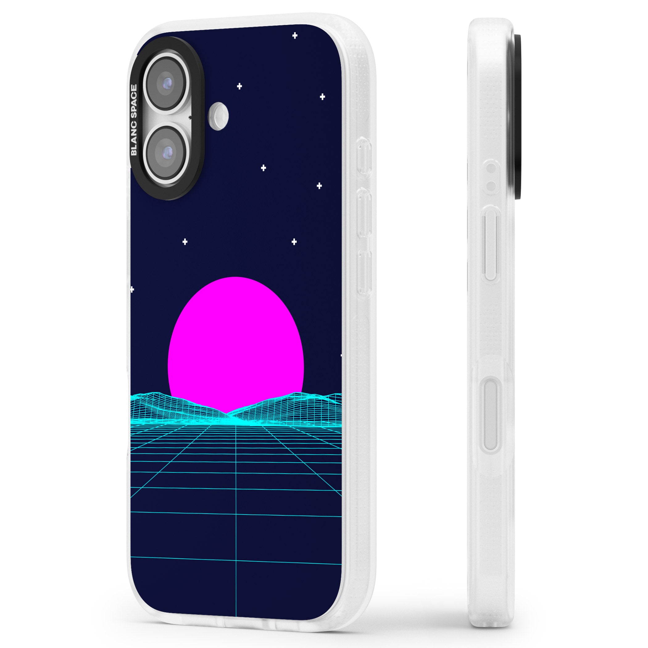 Miami Sunset Vaporwave iPhone 17 Impact Air Clear Phone Case Side Profile