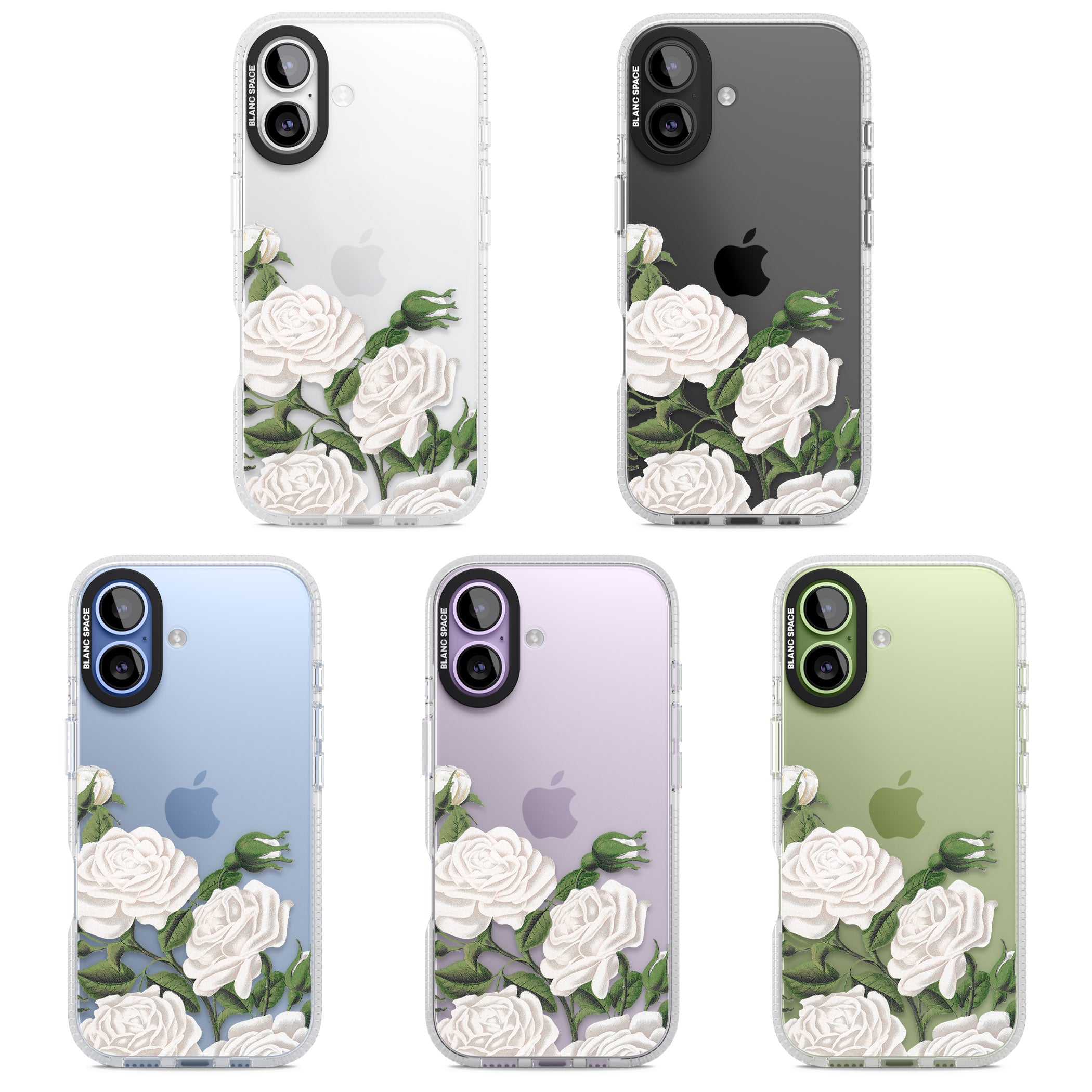 White Vintage Painted Flowers iPhone 17 Impact Air Clear Phone Case APT Impact Protection