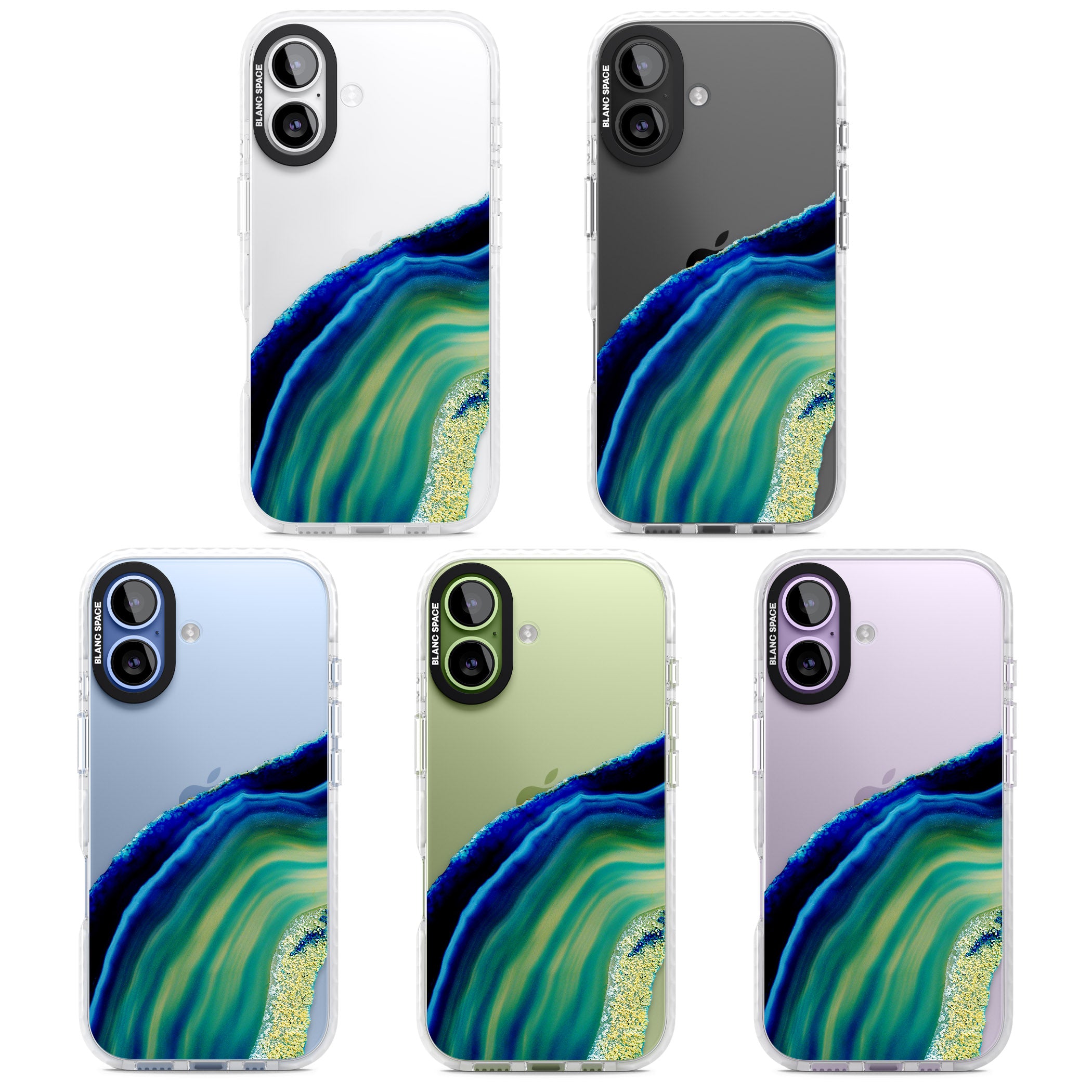Green & Blue Emerald Geode iPhone 17 Impact Clear Phone Case APT Impact Protection
