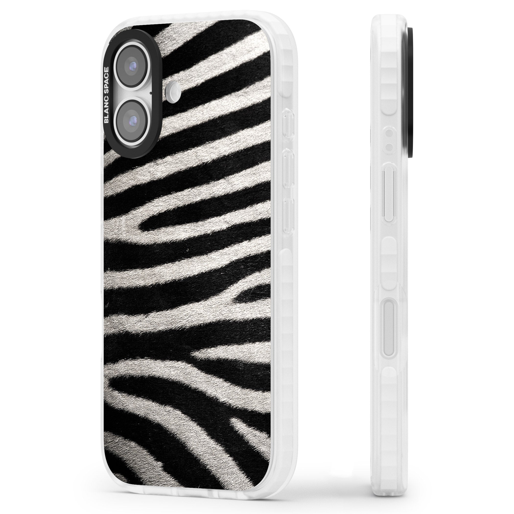 Zebra Print iPhone 17 Impact Clear Phone Case Side Profile