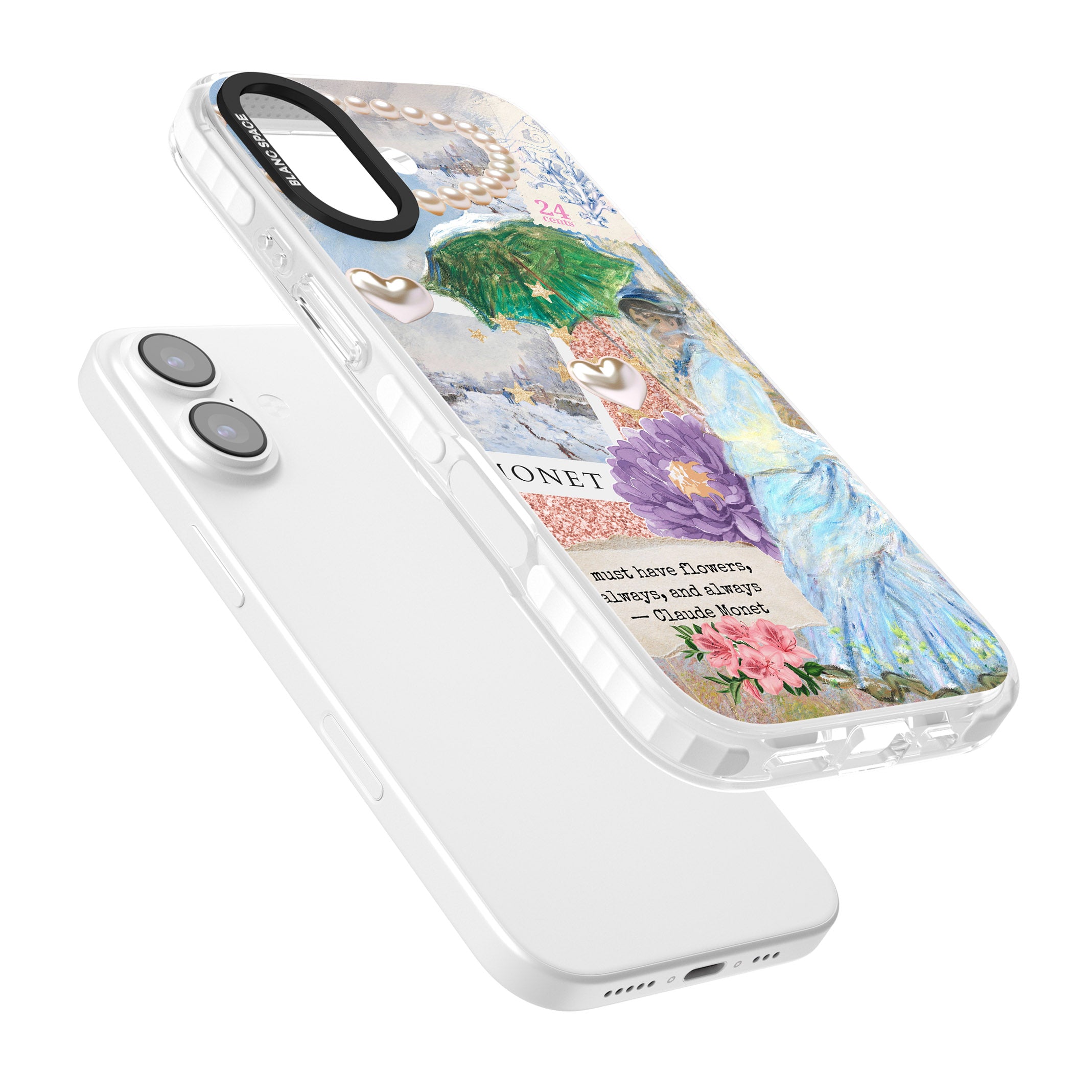 Monet 'Must Have Flowers' Collage iPhone 17 Impact Clear Phone Case Colours