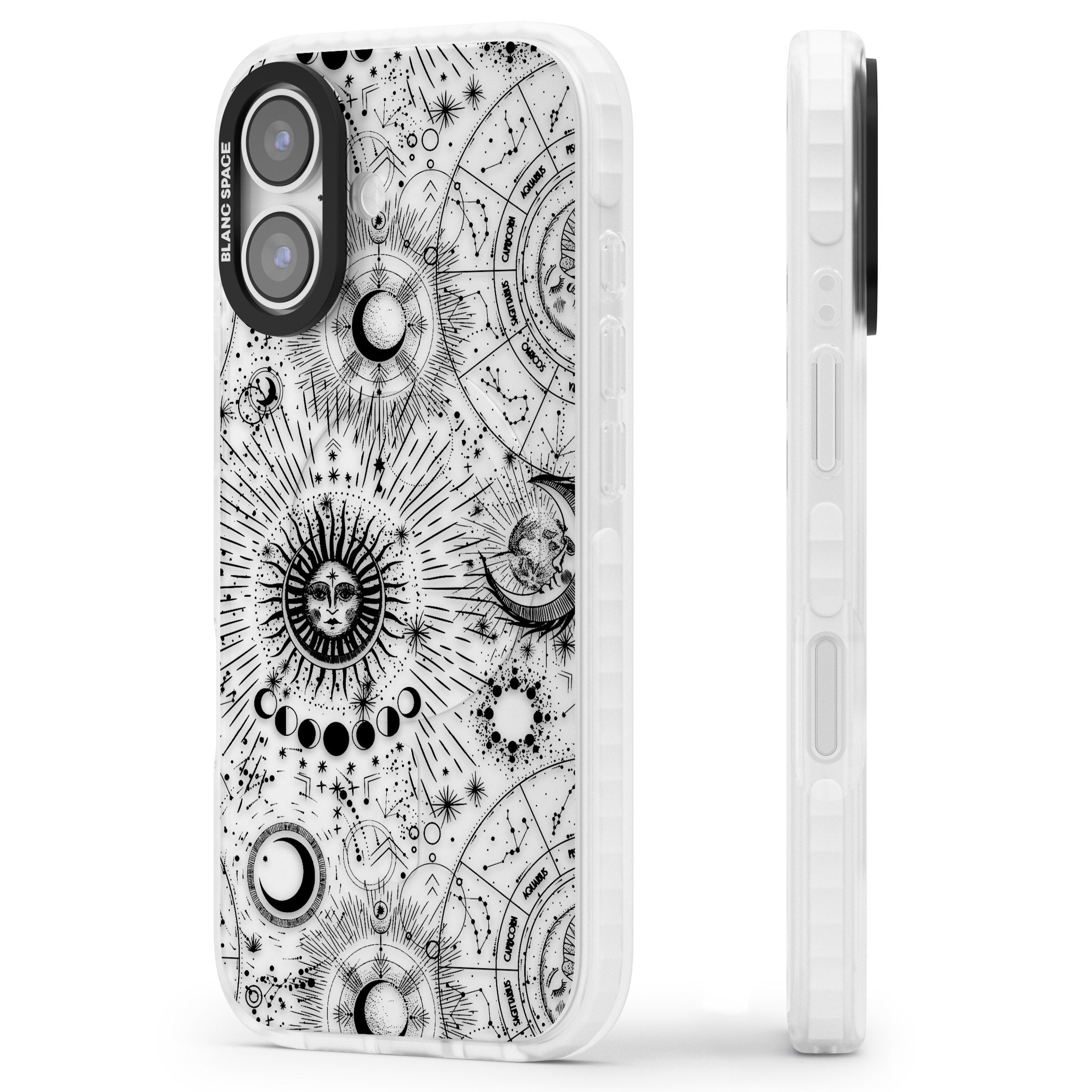 Suns & Zodiac Solar Chart iPhone 17 Impact Clear Phone Case Side Profile