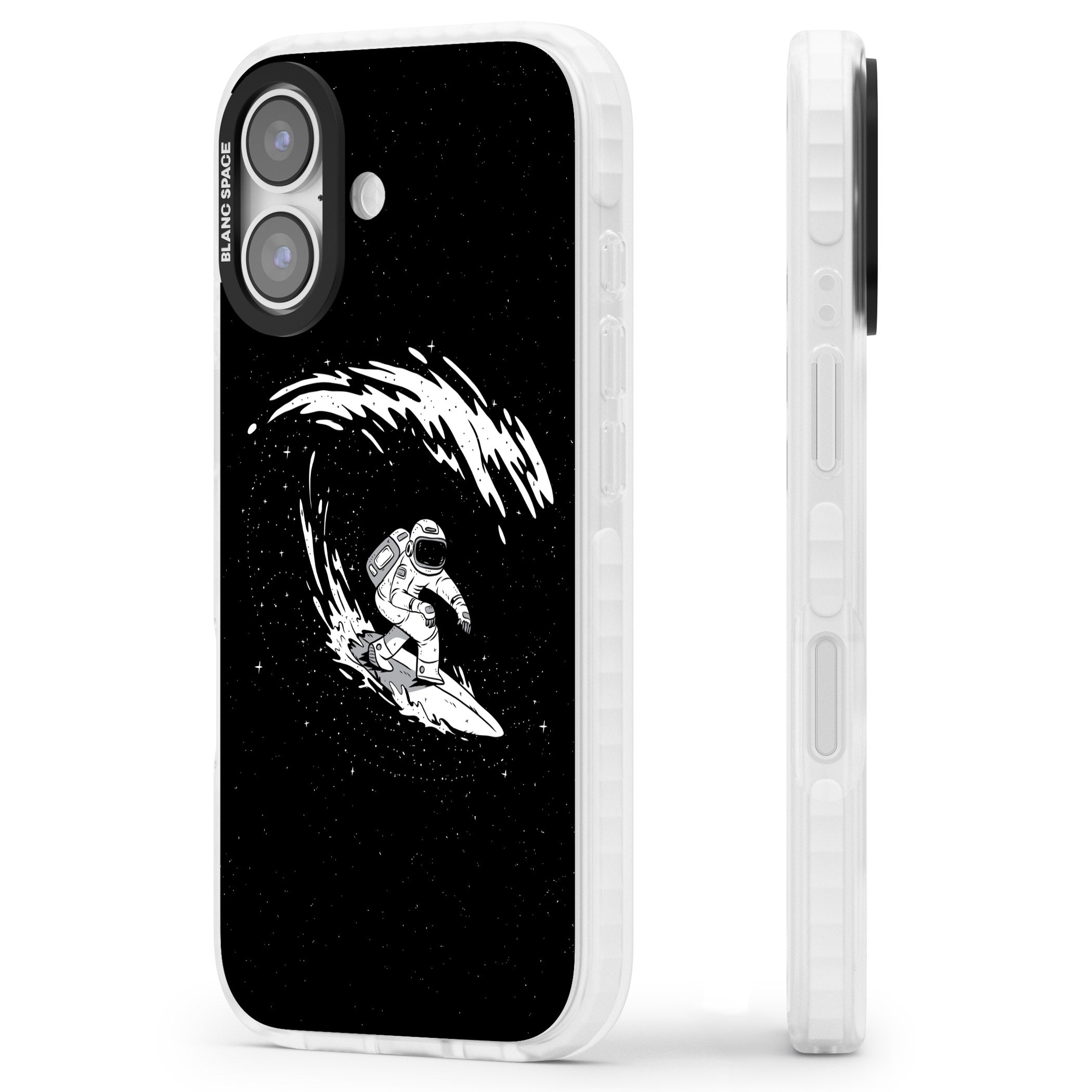 Cosmic Surf iPhone 17 Impact Clear Phone Case Side Profile
