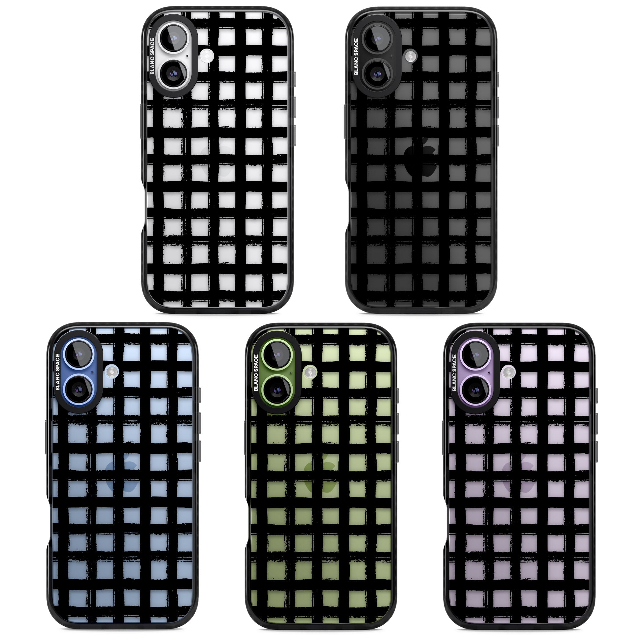 Messy Black Grid Clear iPhone 17 Impact Black Phone Case APT Impact Protection