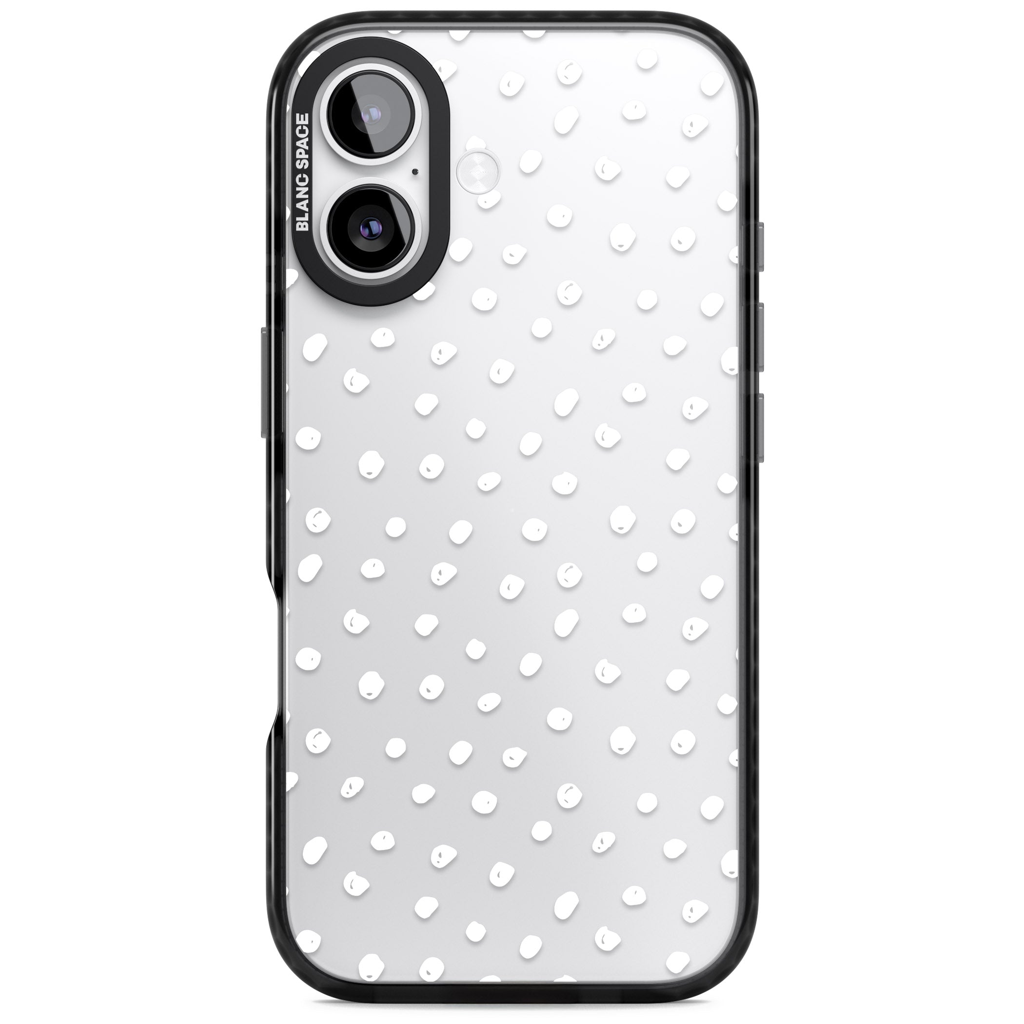 Messy White Dot Pattern iPhone 17 Impact Black Phone Case