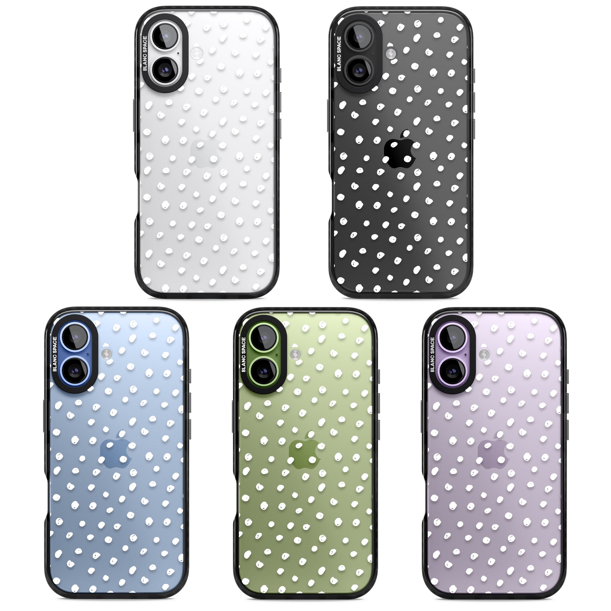 Messy White Dot Pattern iPhone 17 Impact Black Phone Case APT Impact Protection
