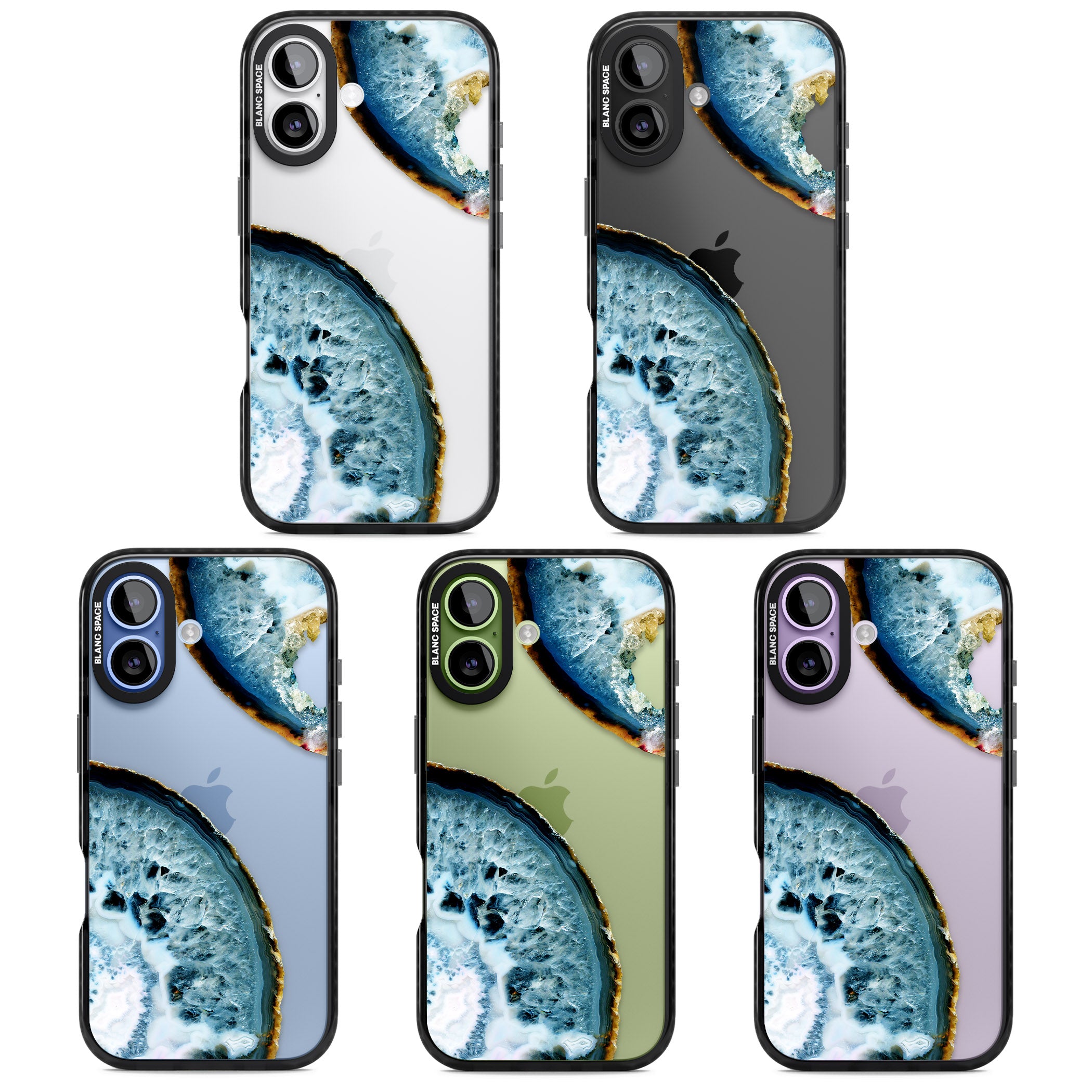 Blue Agate Slice iPhone 17 Impact Black Phone Case APT Impact Protection