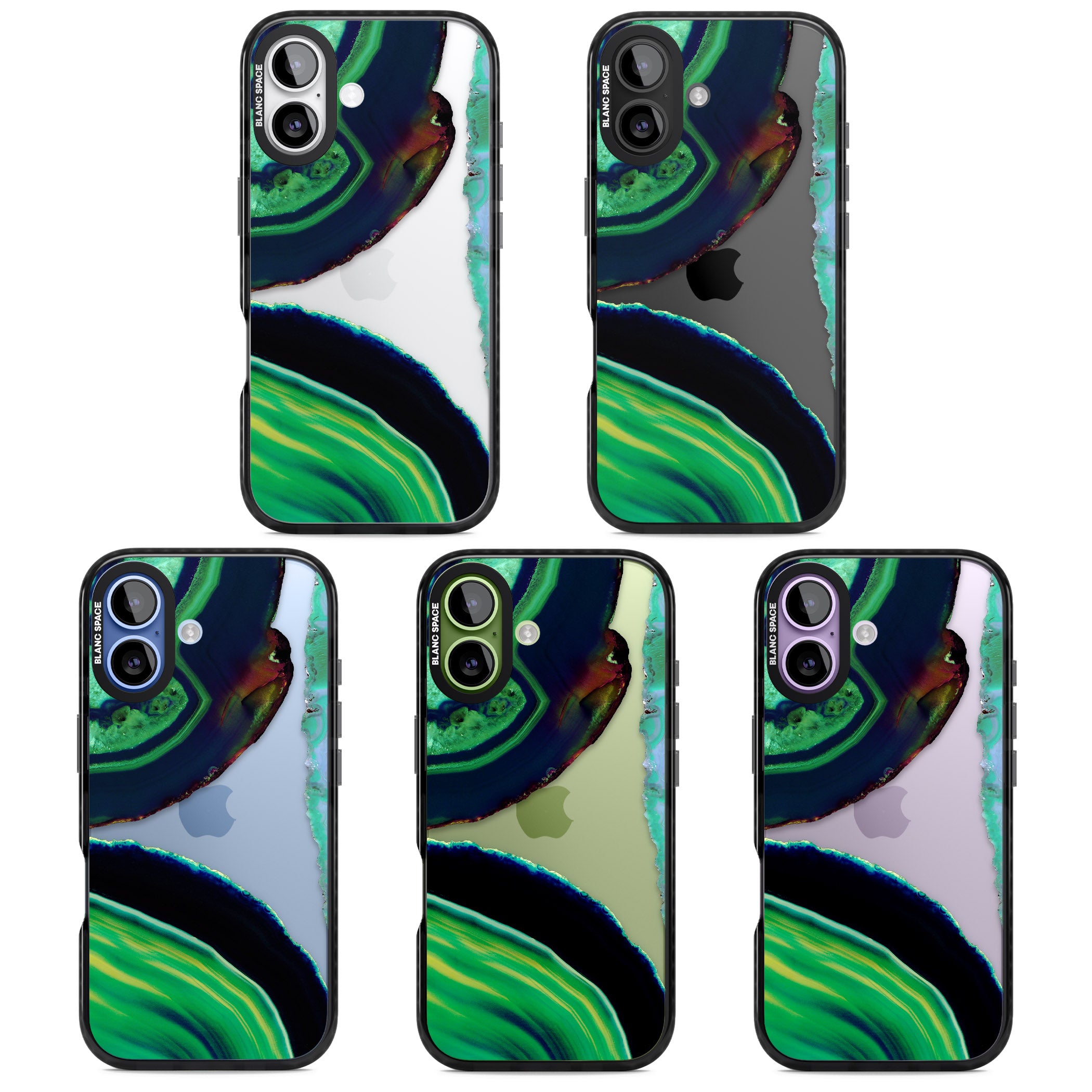 Green Geode Glow iPhone 17 Impact Black Phone Case APT Impact Protection