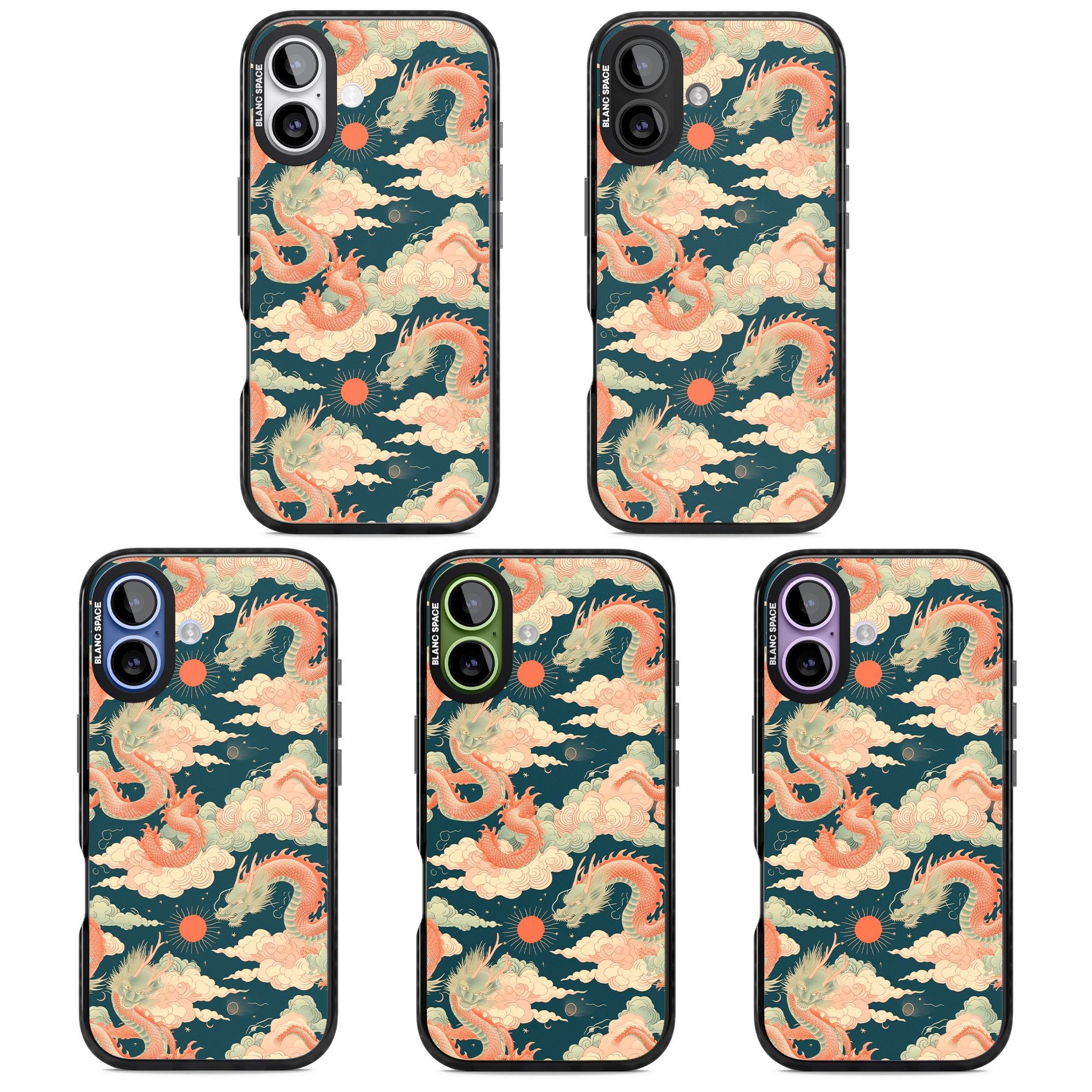 Chinese Dragons Clouds iPhone 17 Impact Black Phone Case APT Impact Protection