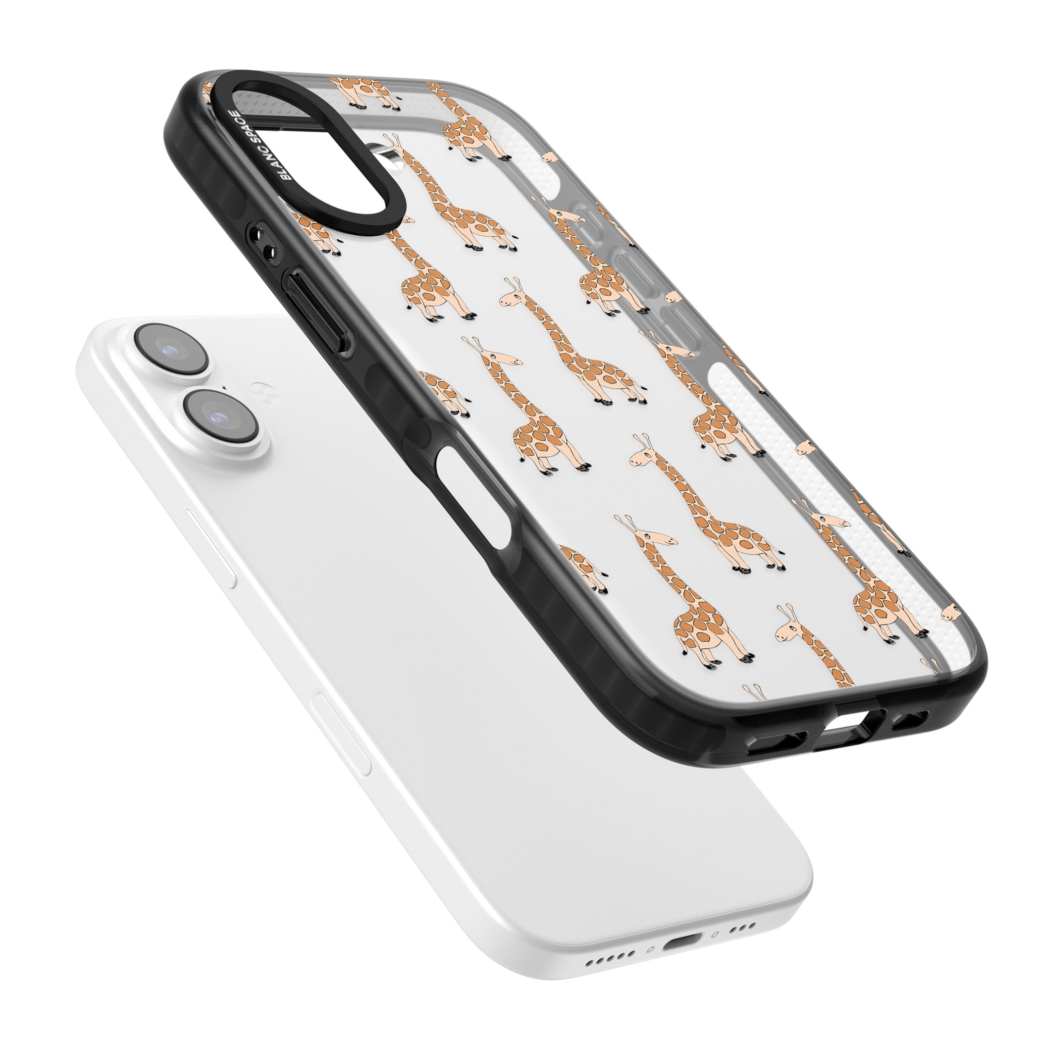 Cute Giraffe Pattern Clear iPhone 17 Impact Black Phone Case Colours