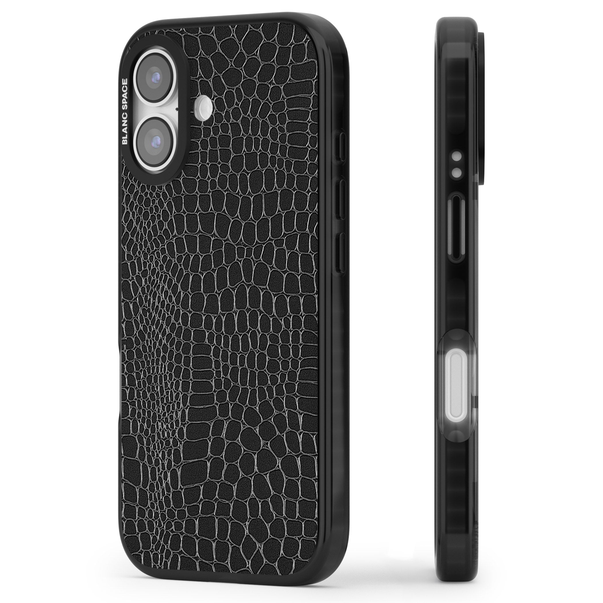 Black Snakeskin iPhone 17 Impact Black Phone Case Side Profile