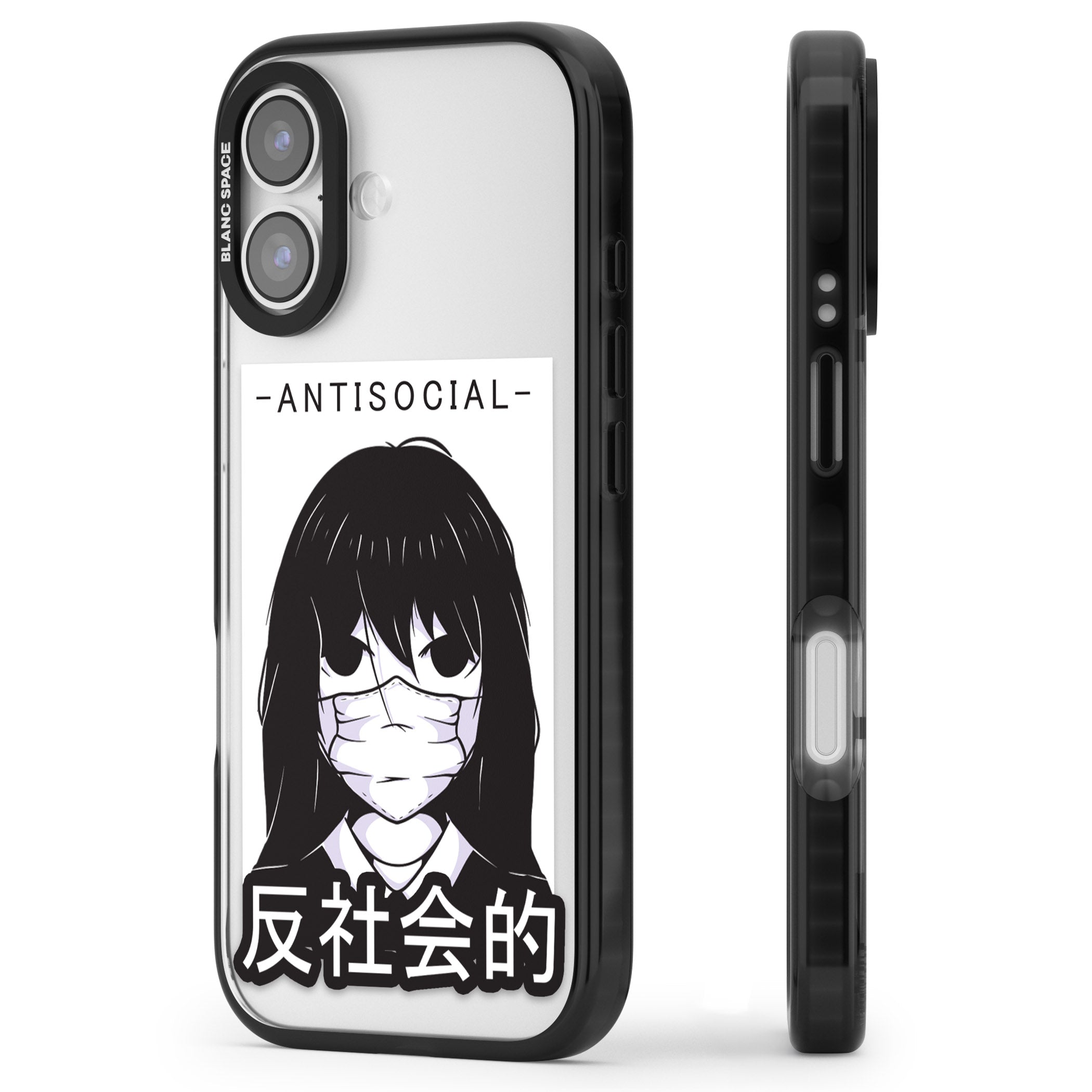 Anti Social iPhone 17 Impact Black Phone Case Side Profile