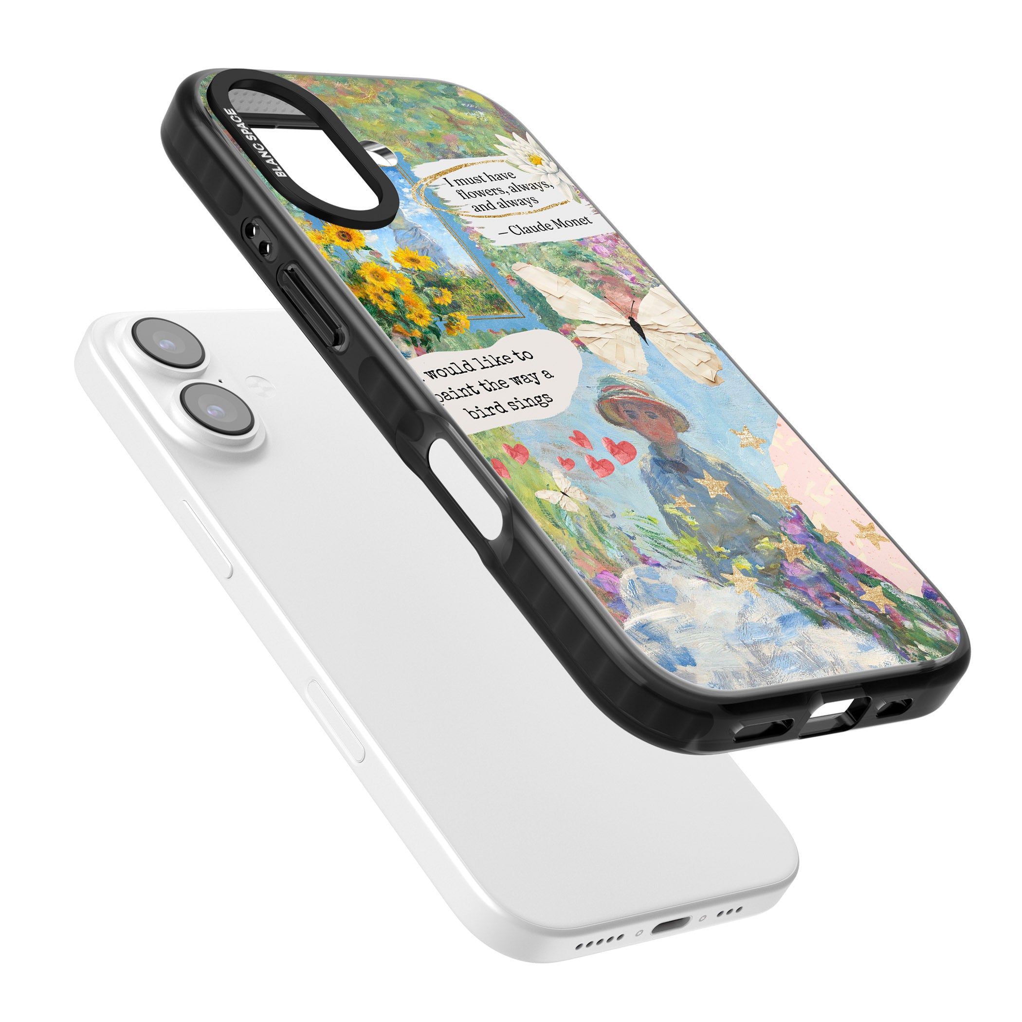 Monet 'Way A Bird Sings' Collage iPhone 17 Impact Black Phone Case Colours