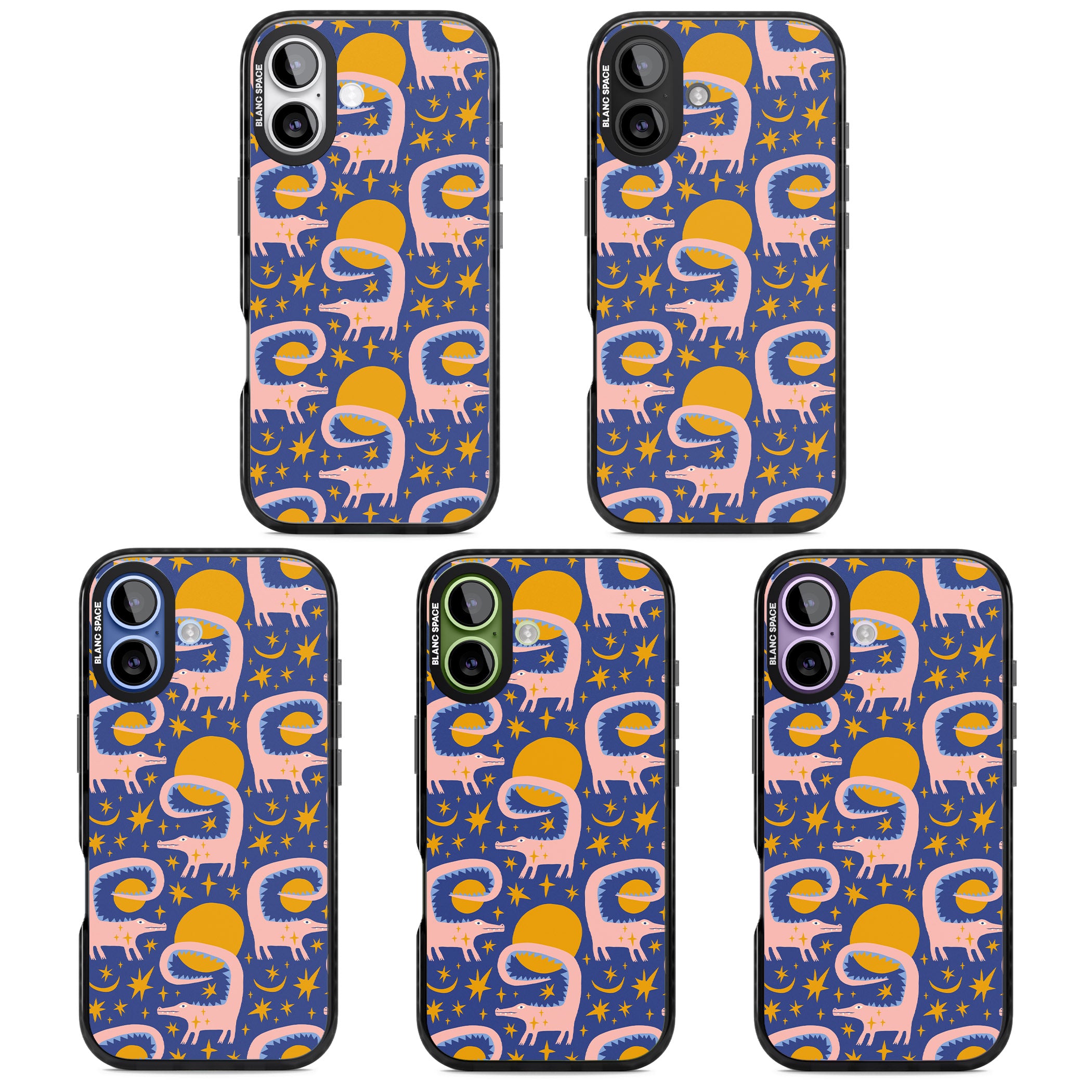 Sun Croc Pattern iPhone 17 Impact Black Phone Case APT Impact Protection