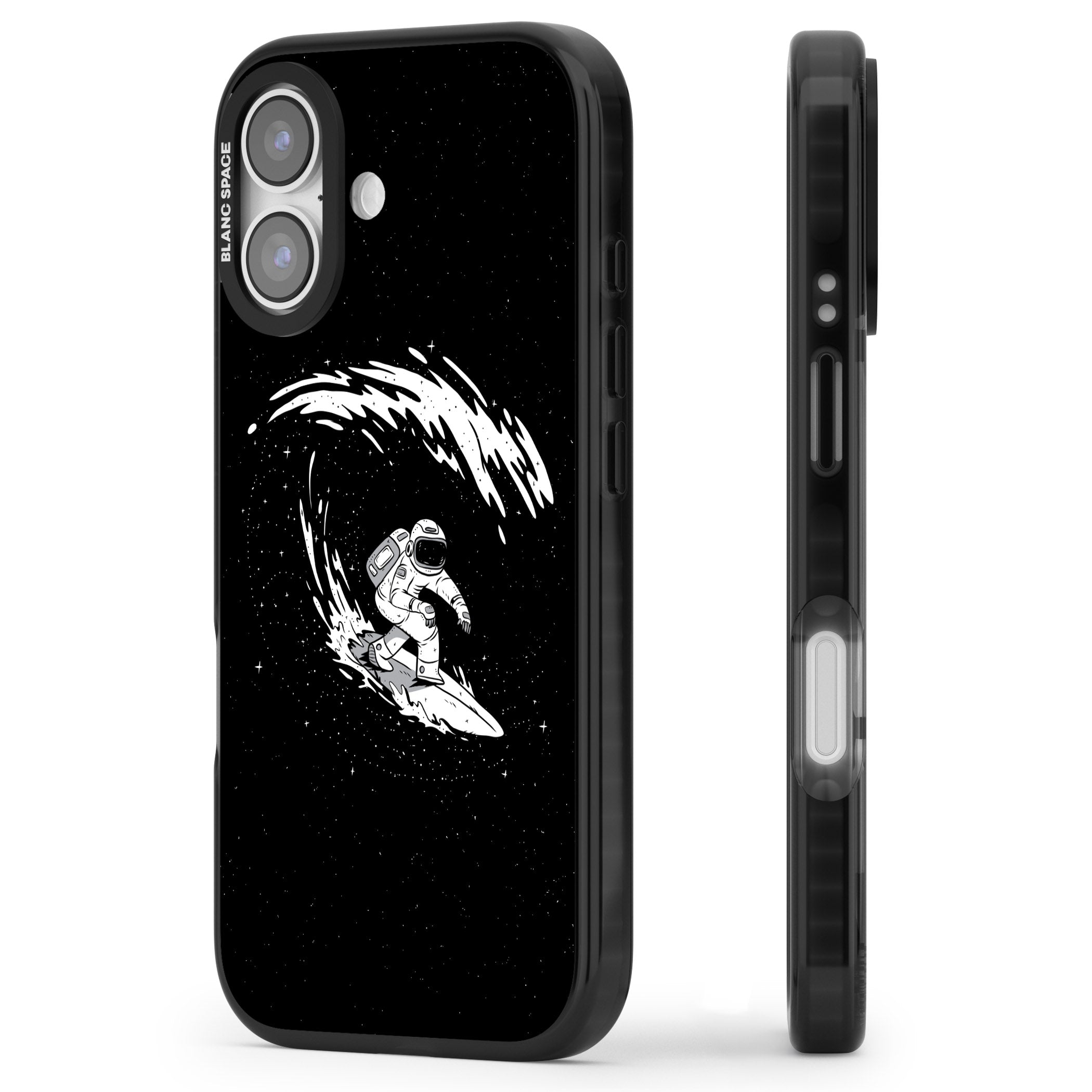 Cosmic Surf iPhone 17 Impact Black Phone Case Side Profile