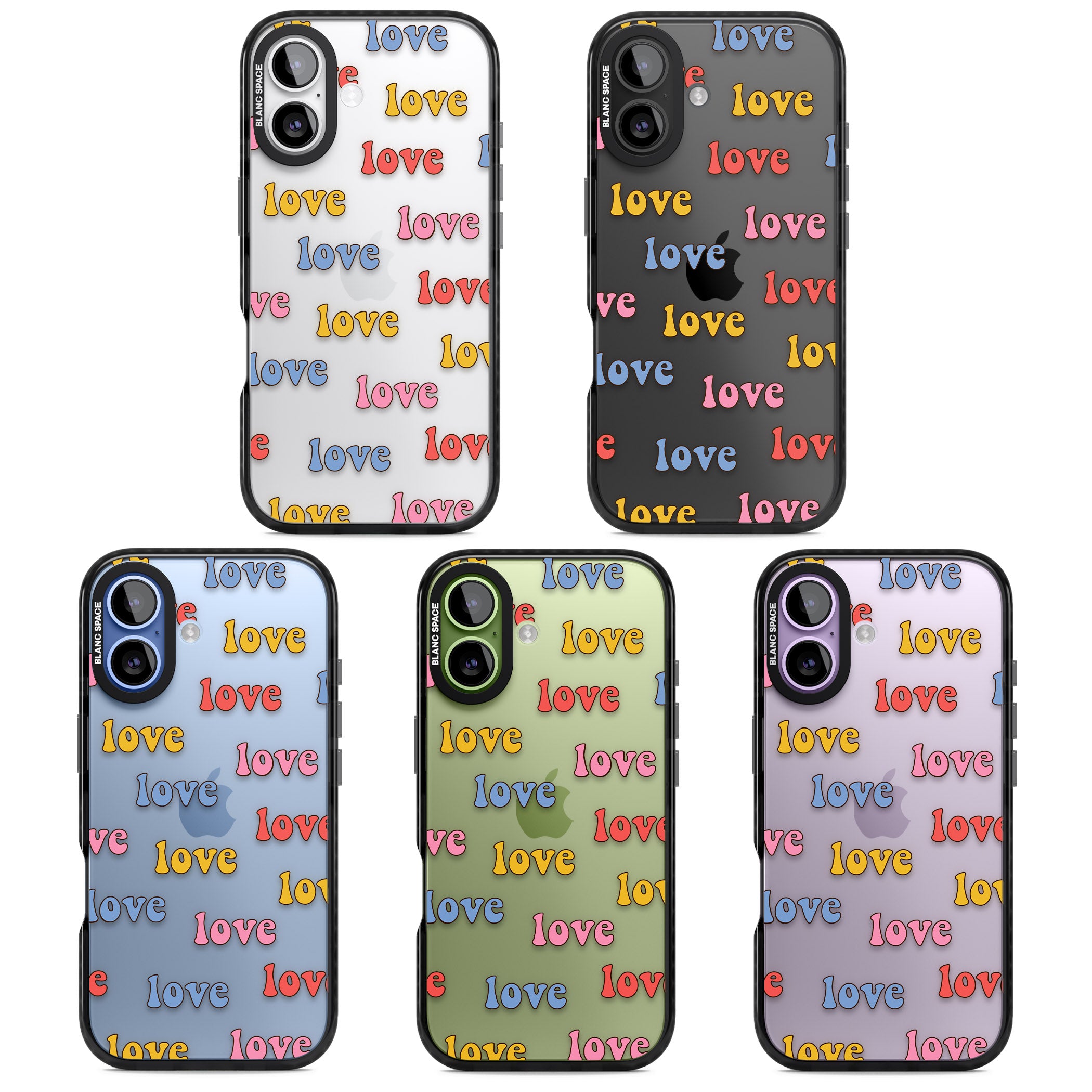 Love Pattern iPhone 17 Impact Black Phone Case APT Impact Protection