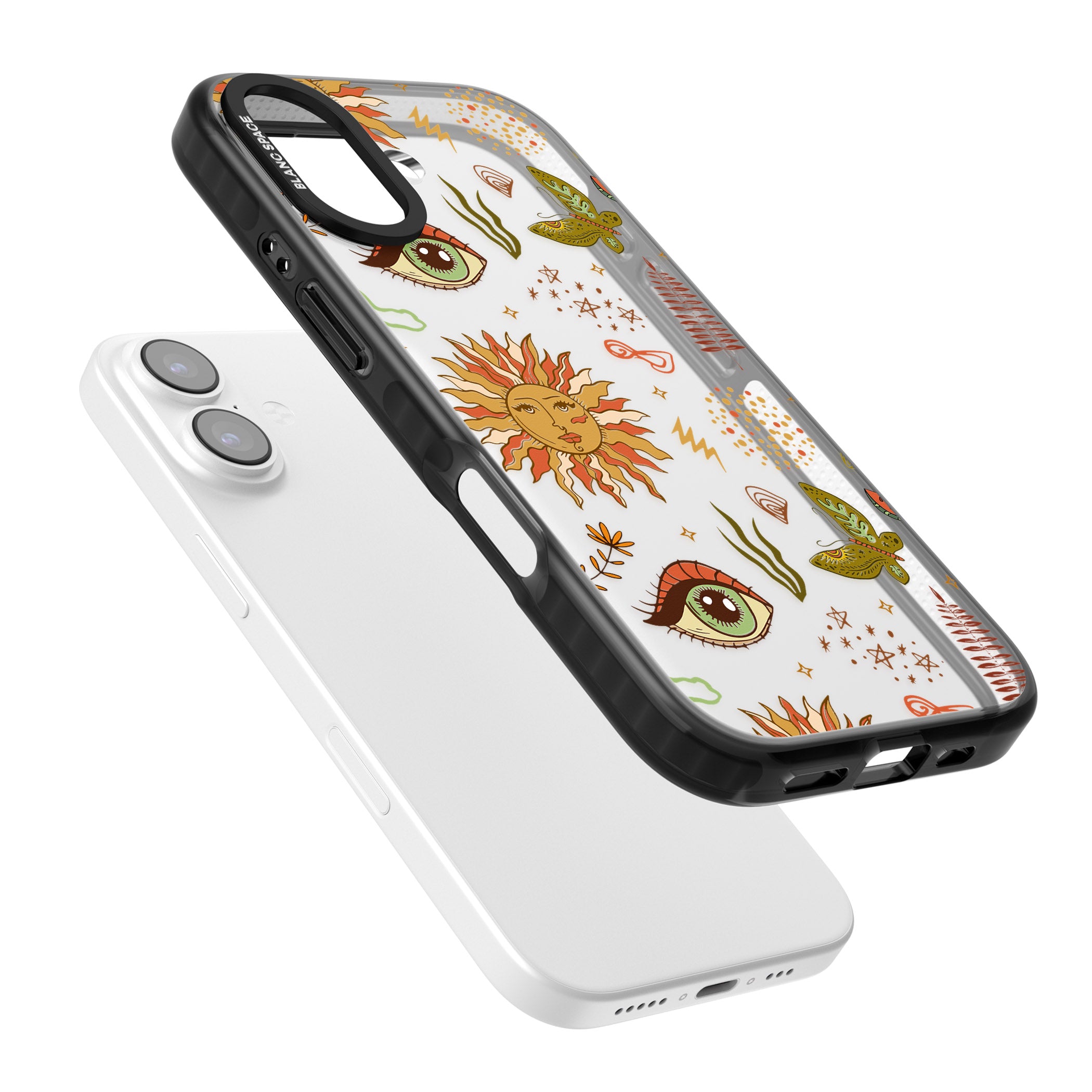 Boho Celestial Sun & Eye Pattern iPhone 17 Impact Black Phone Case Colours