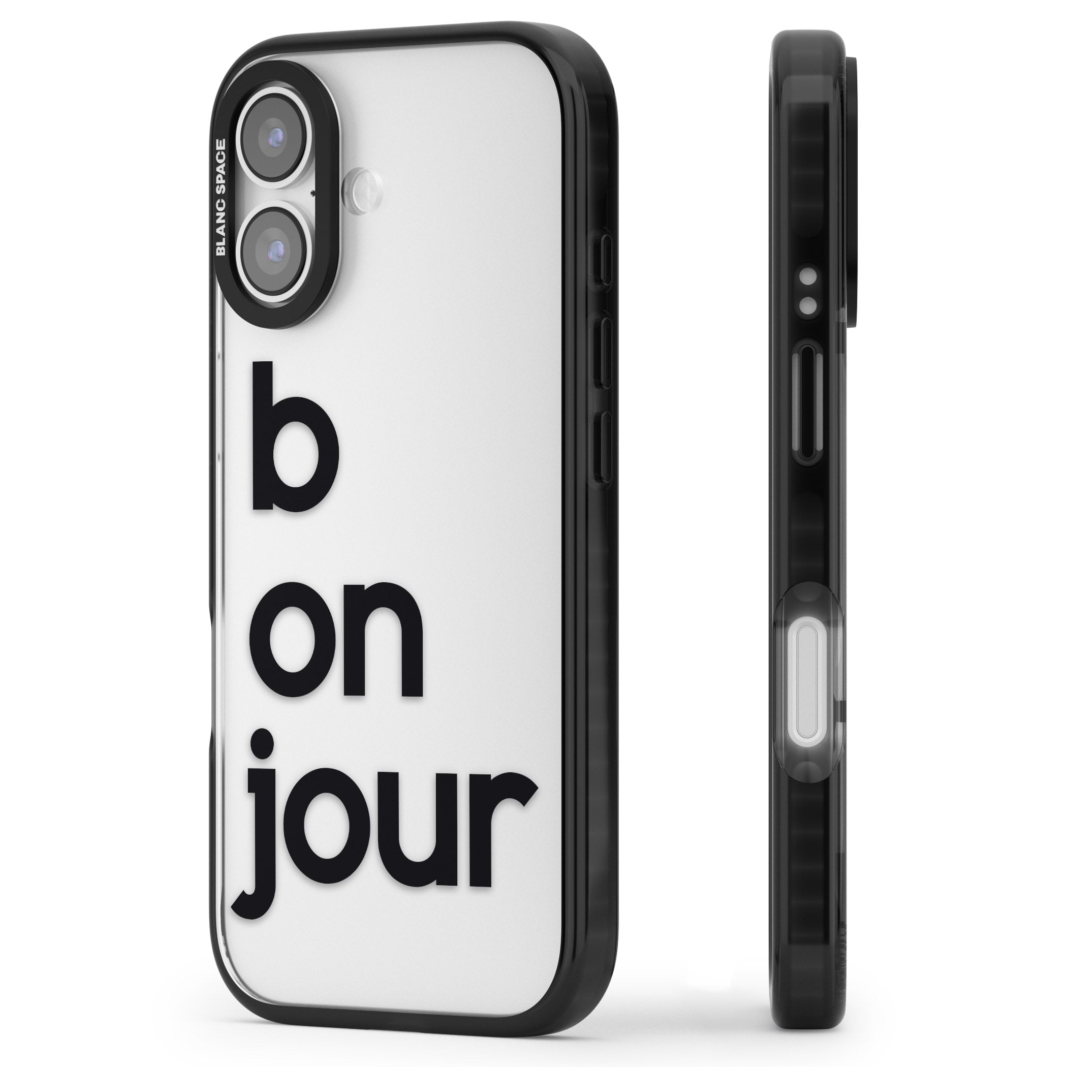 Bonjour iPhone 17 Impact Black Phone Case Side Profile