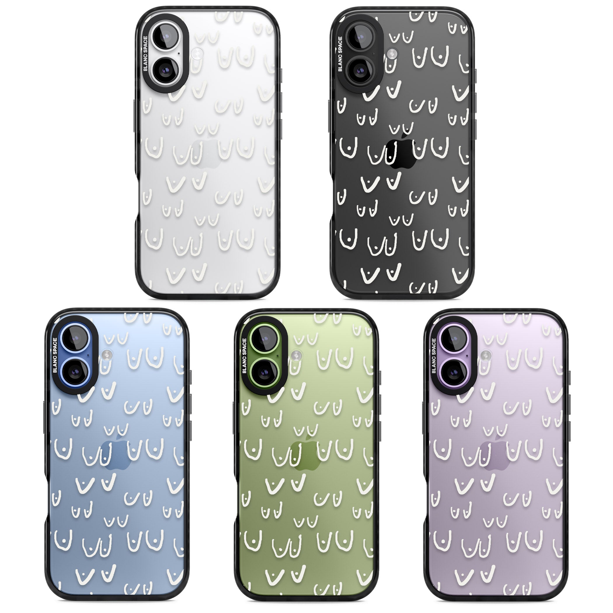 Boob Pattern (White) iPhone 17 Impact Black Phone Case APT Impact Protection