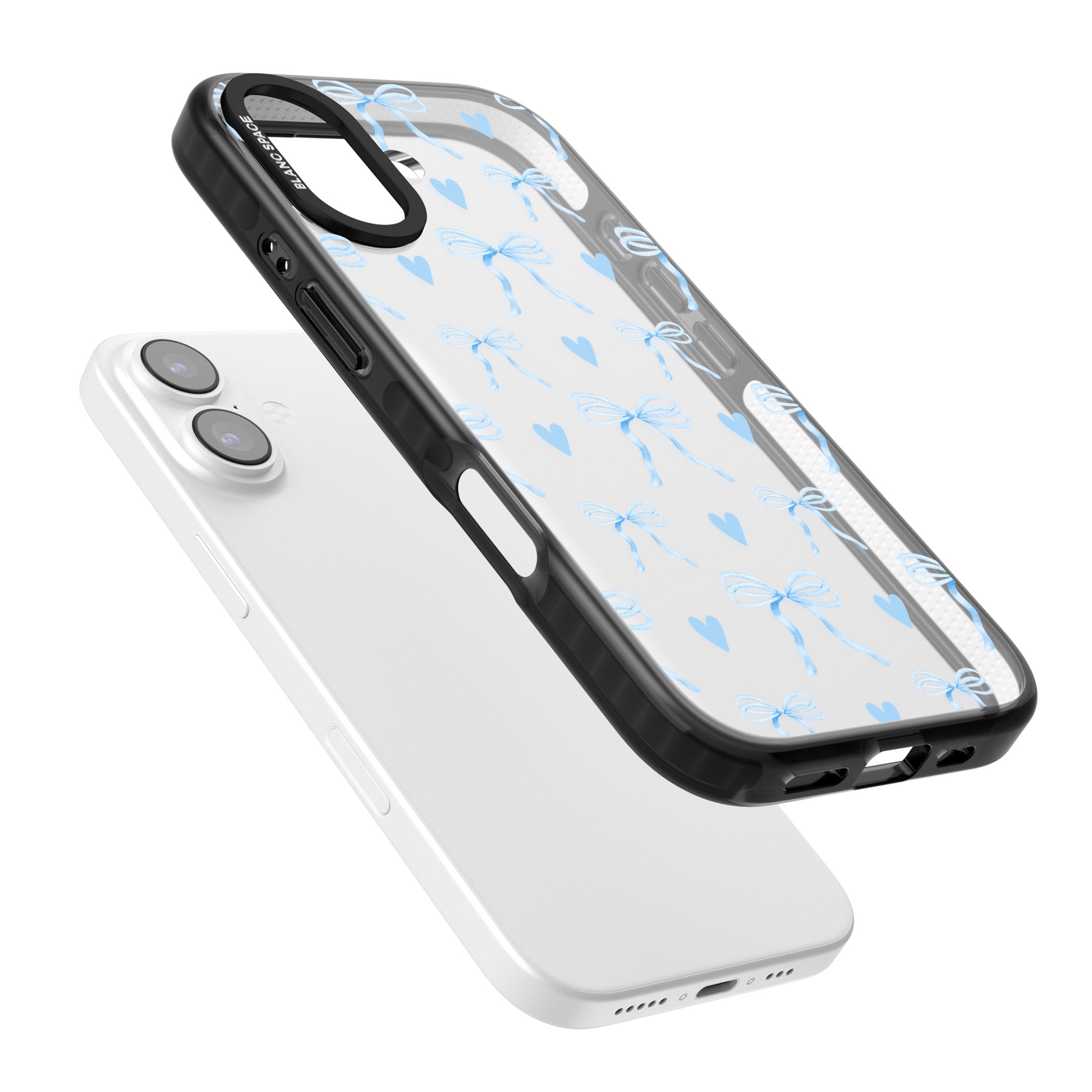 Blue Bows & Hearts iPhone 17 Impact Black Phone Case Colours