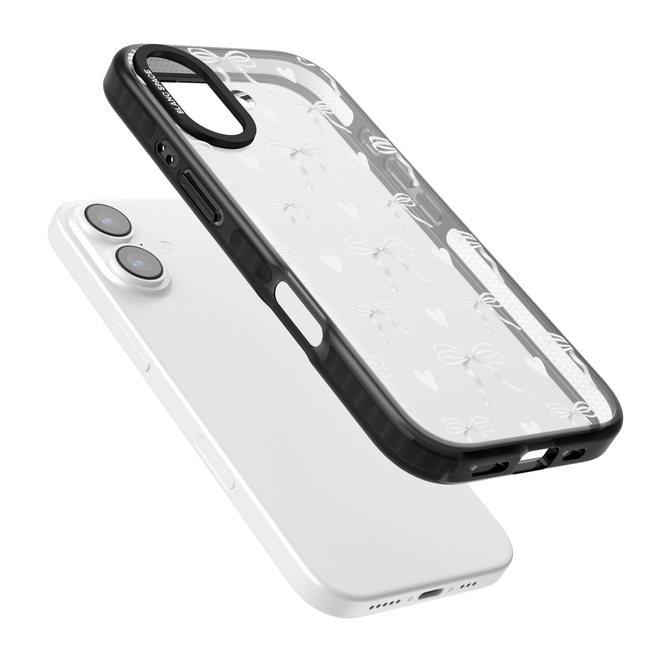 White Bows & Hearts iPhone 17 Impact Black Phone Case Colours