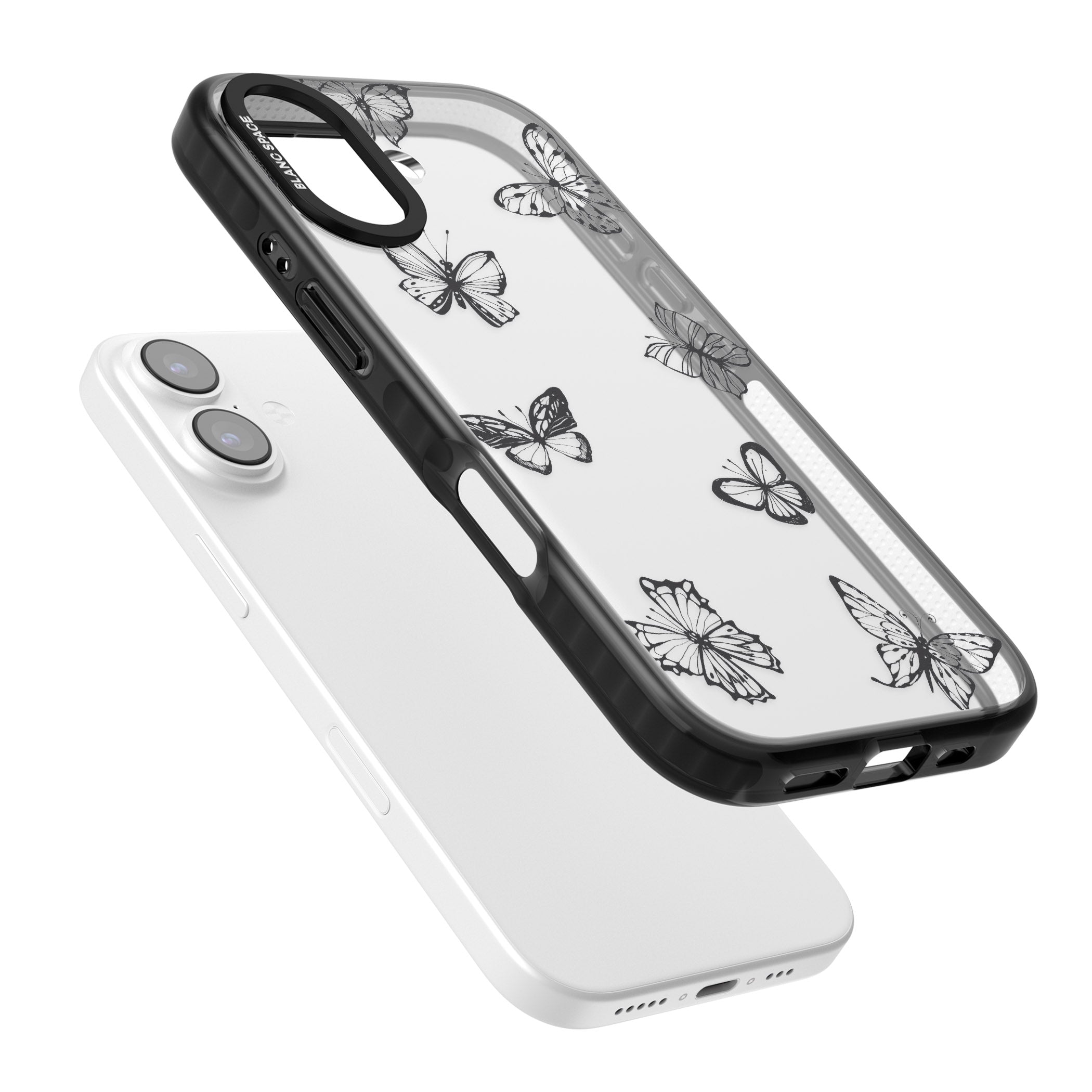 Grey Butterfly Line Pattern iPhone 17 Impact Black Phone Case Colours