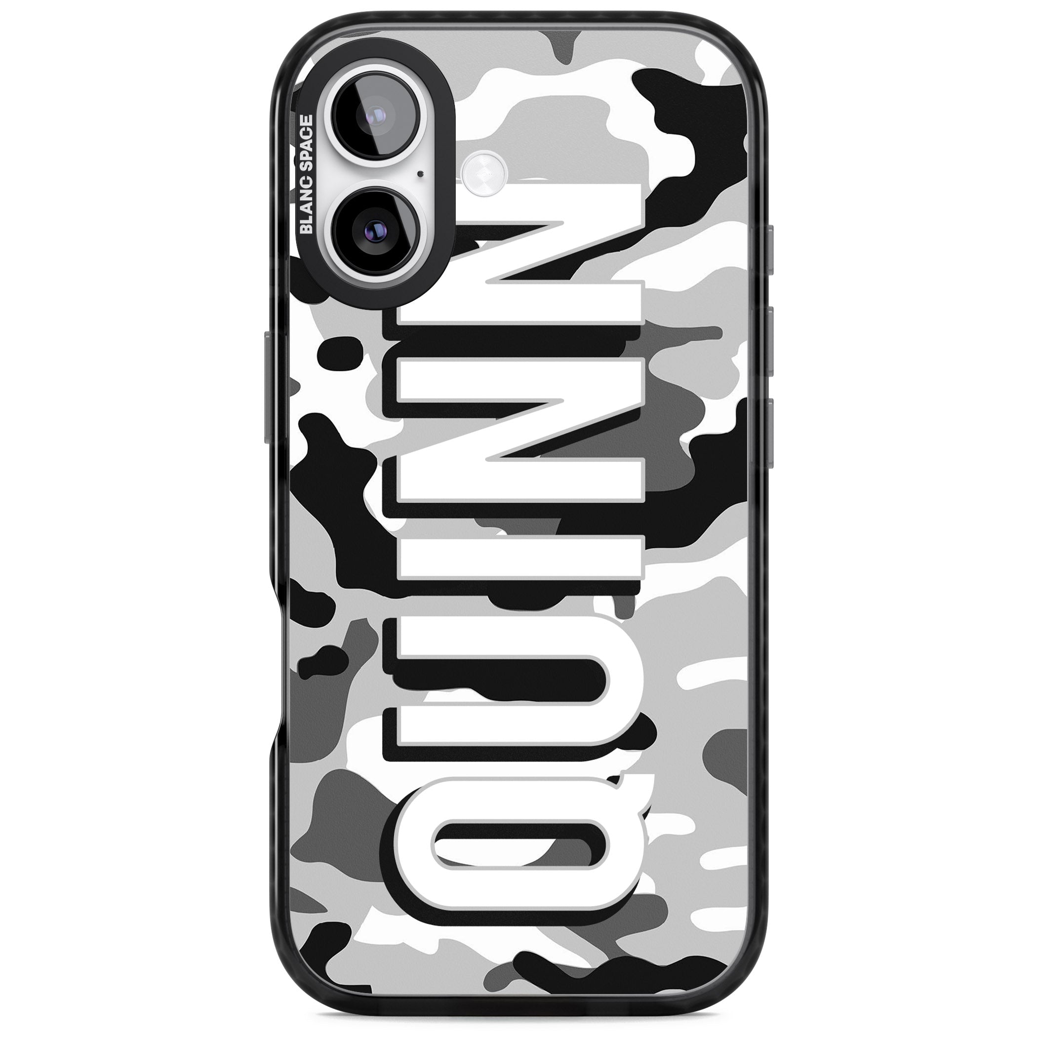 Personalised Greyscale Camo iPhone 17 Impact Black Phone Case