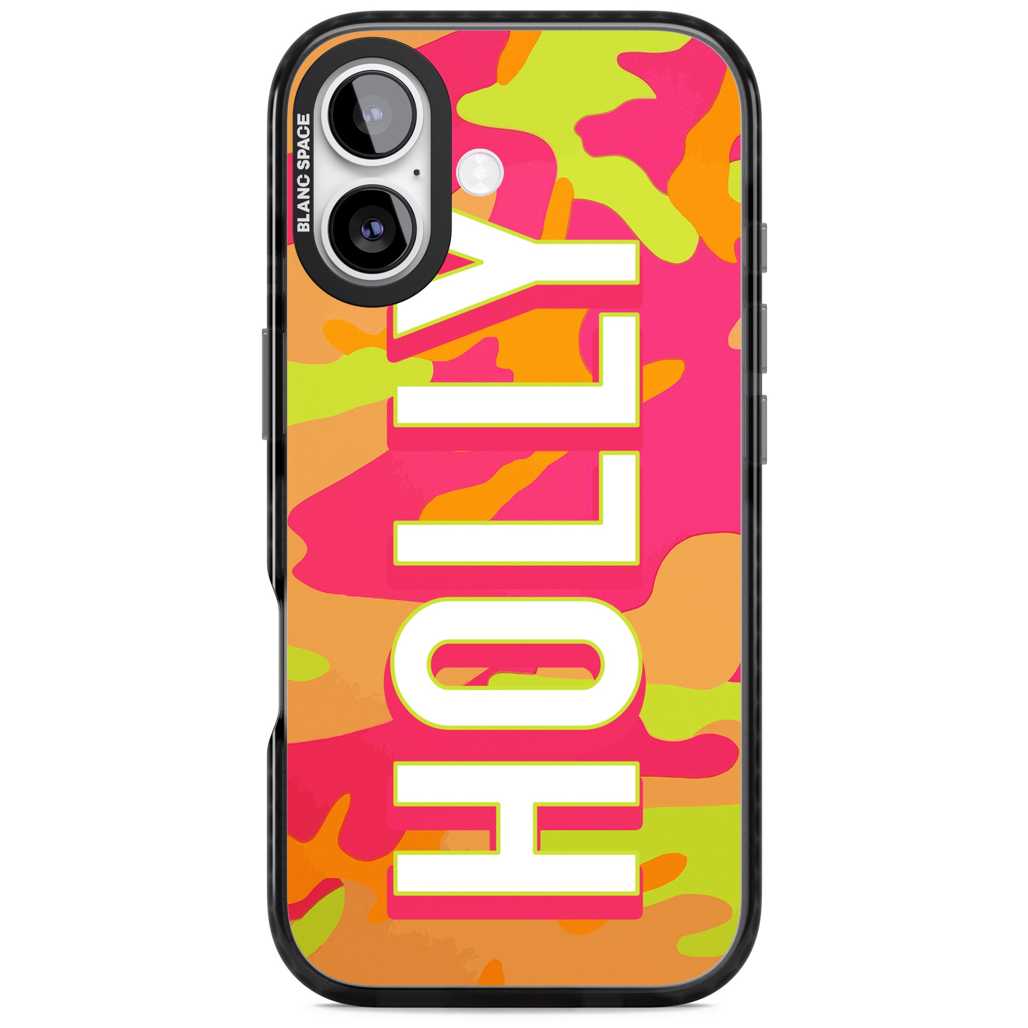 Personalised Bold Neon Camo iPhone 17 Impact Black Phone Case