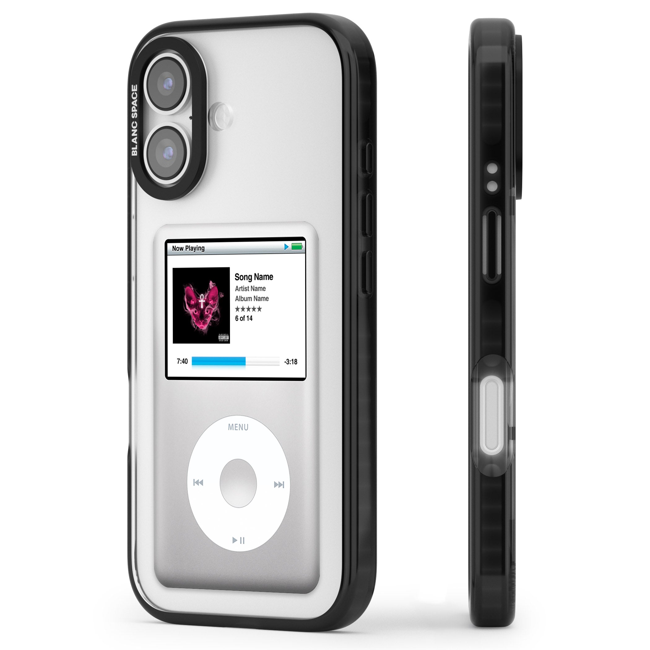Personalised Classic Ipod iPhone 17 Impact Black Phone Case Side Profile