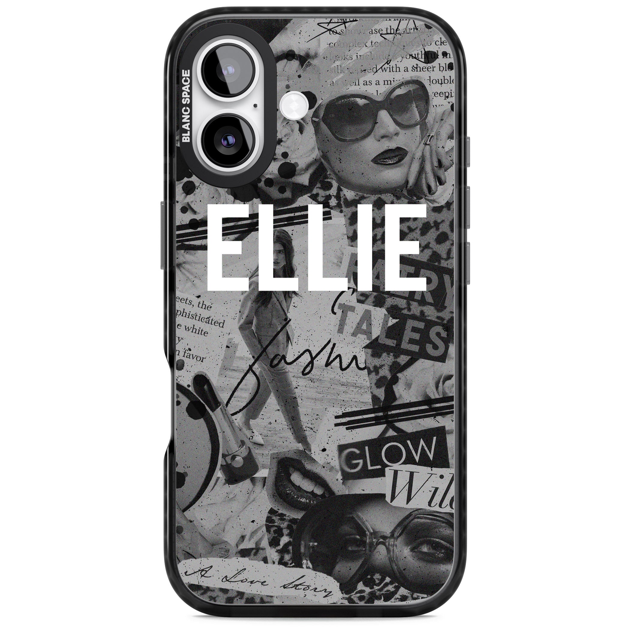 Personalised Grey Scale Vintage Collage iPhone 17 Impact Black Phone Case