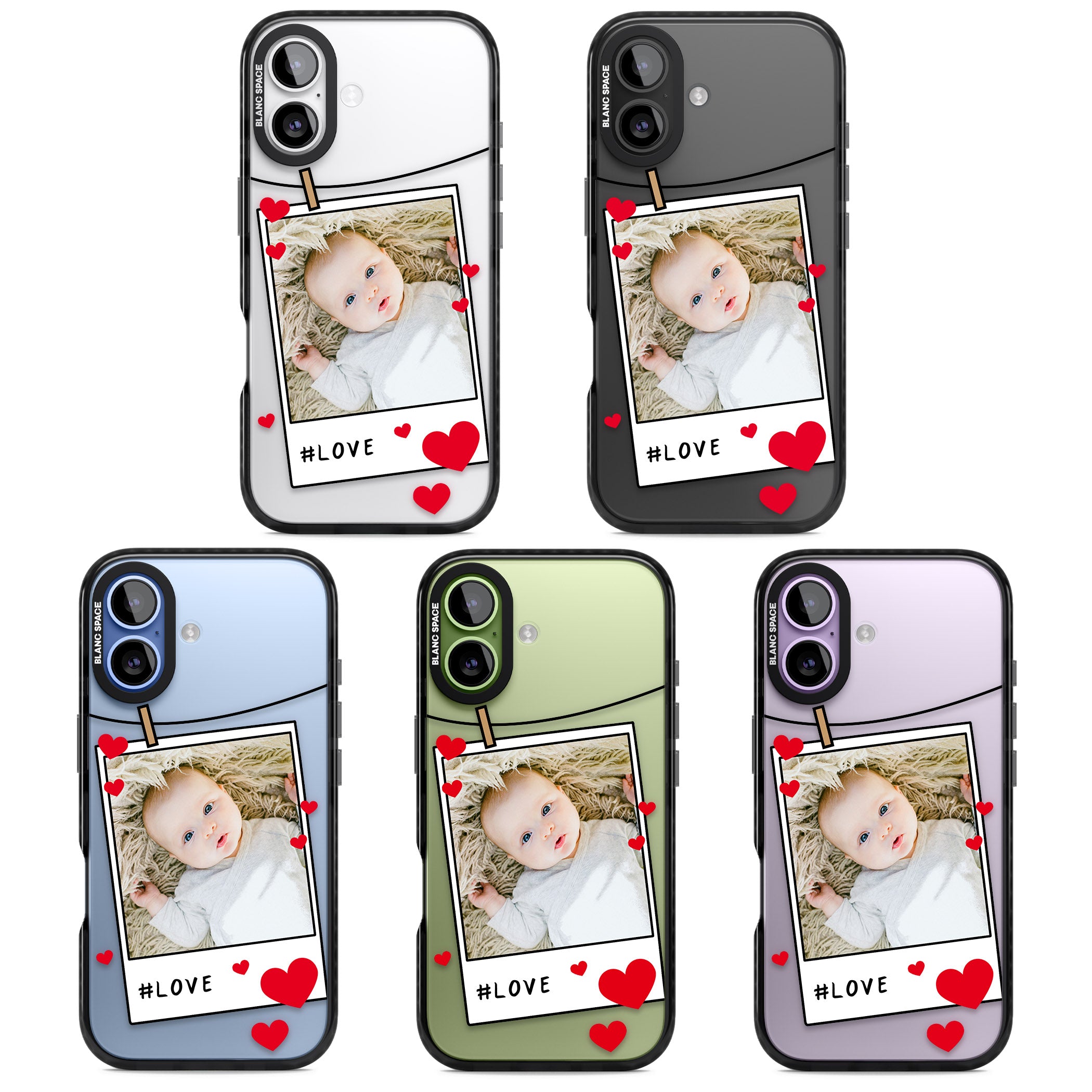 Personalised Paperclip & Hearts Instant Camera Photo iPhone 17 Impact Black Phone Case APT Impact Protection
