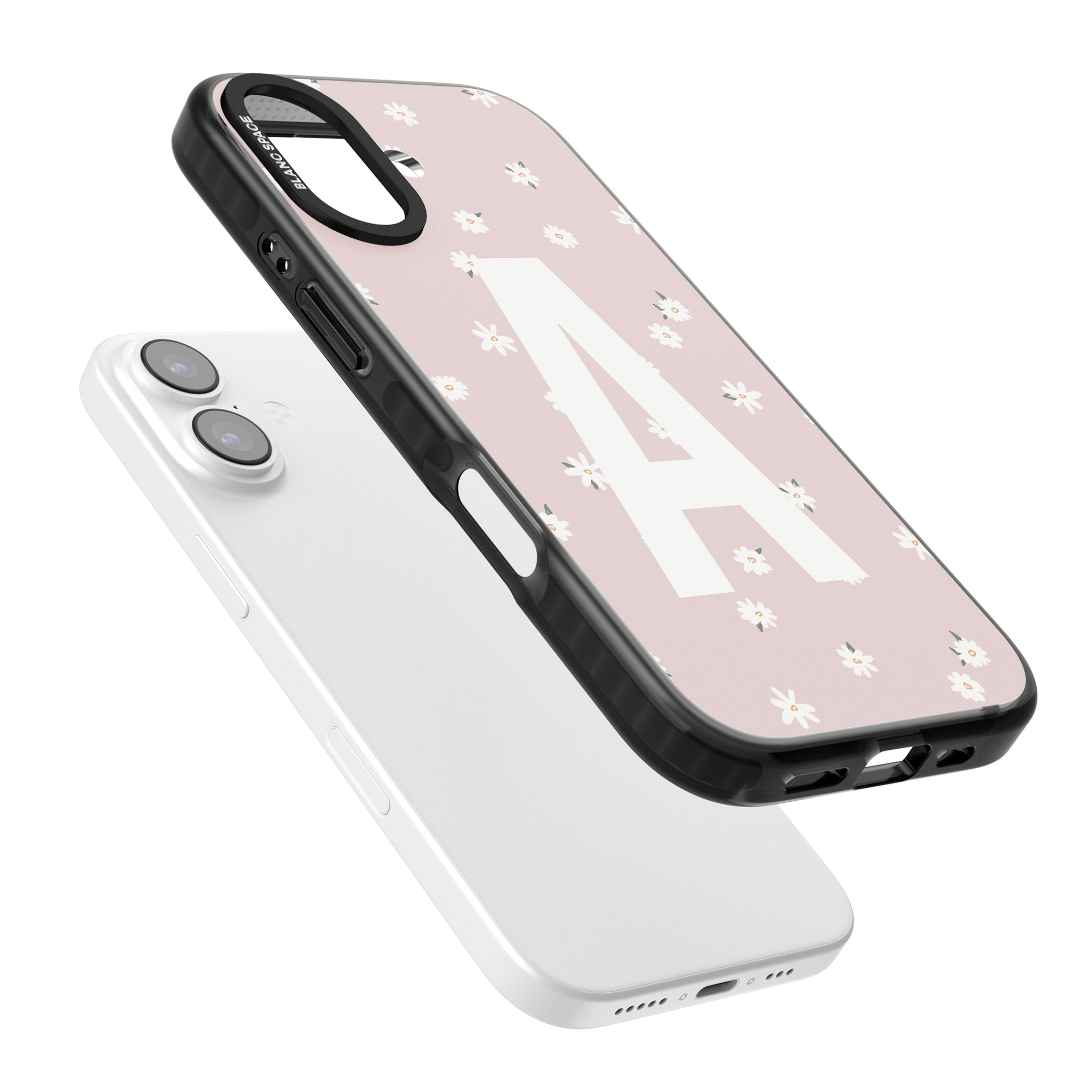 Personalised Pink Daisy Initial iPhone 17 Impact Black Phone Case Colours