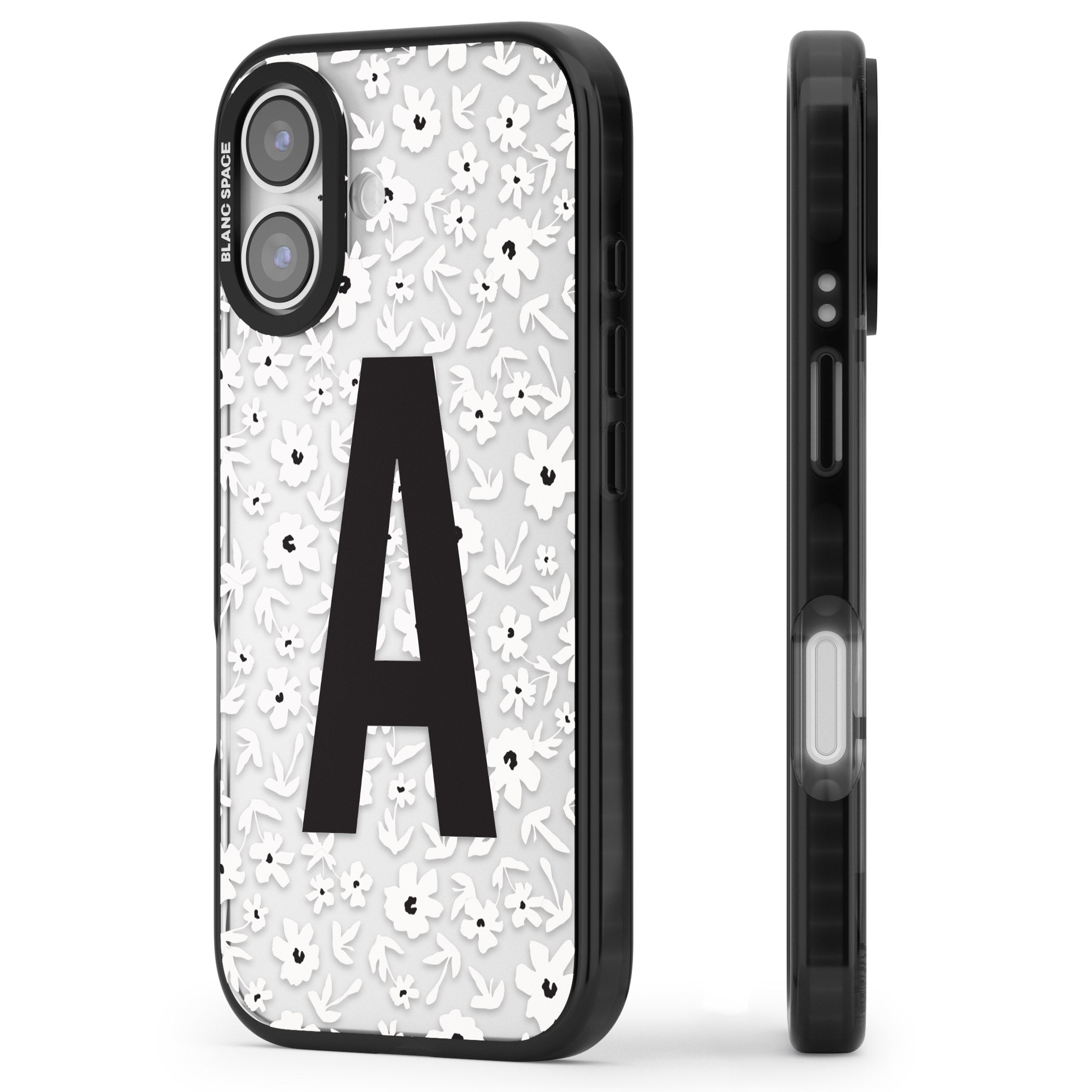 Personalised Bold Initial Floral iPhone 17 Impact Black Phone Case Side Profile