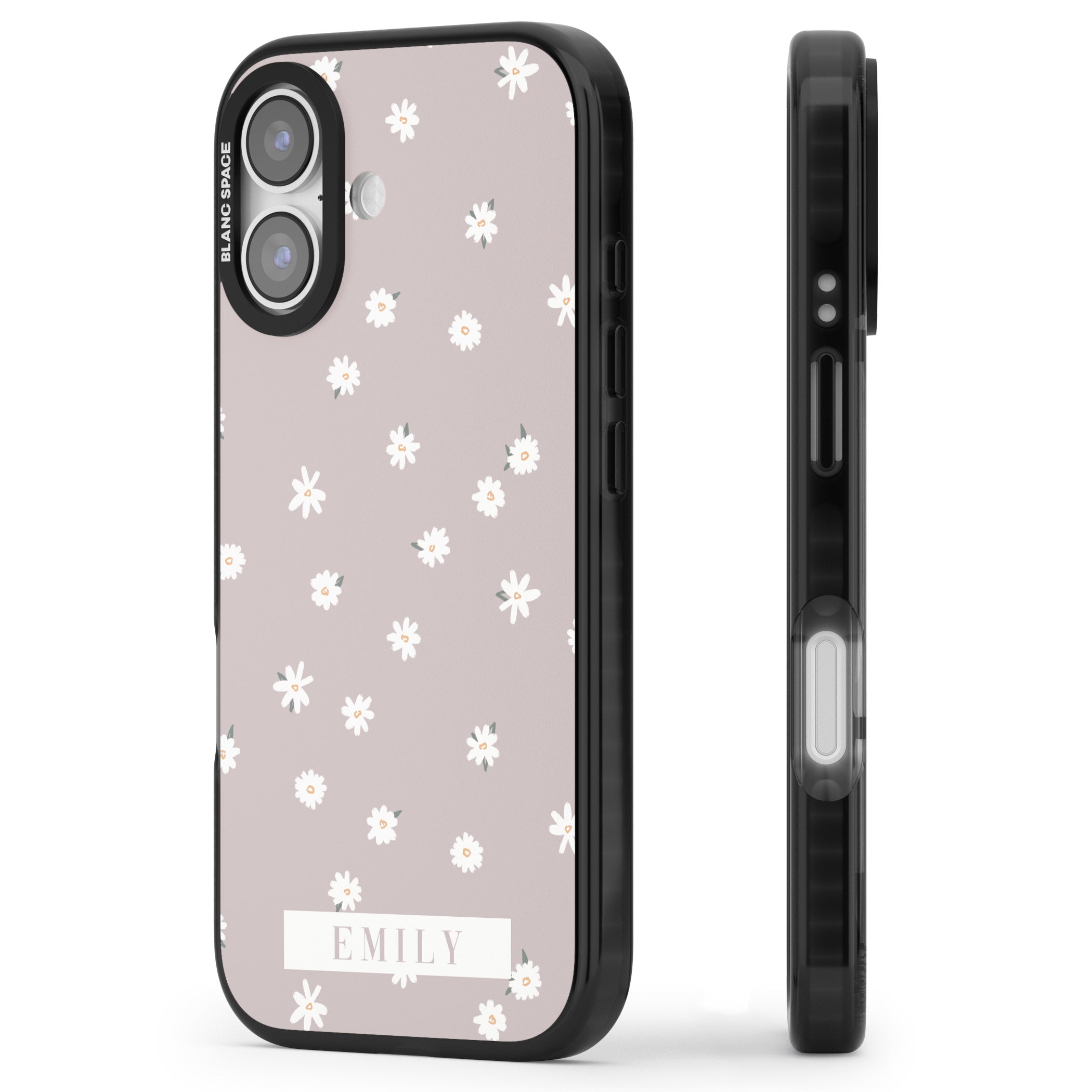Personalised Dusty Daisy iPhone 17 Impact Black Phone Case Side Profile