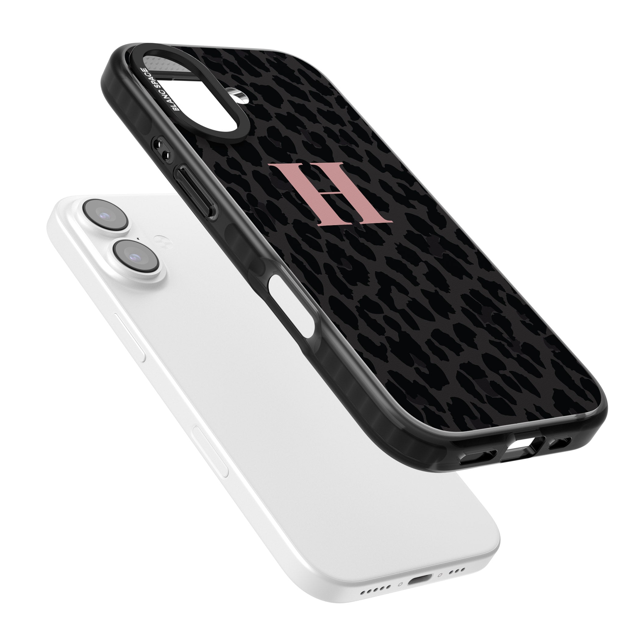Personalised Pink Leopard Monogram iPhone 17 Impact Black Phone Case Colours