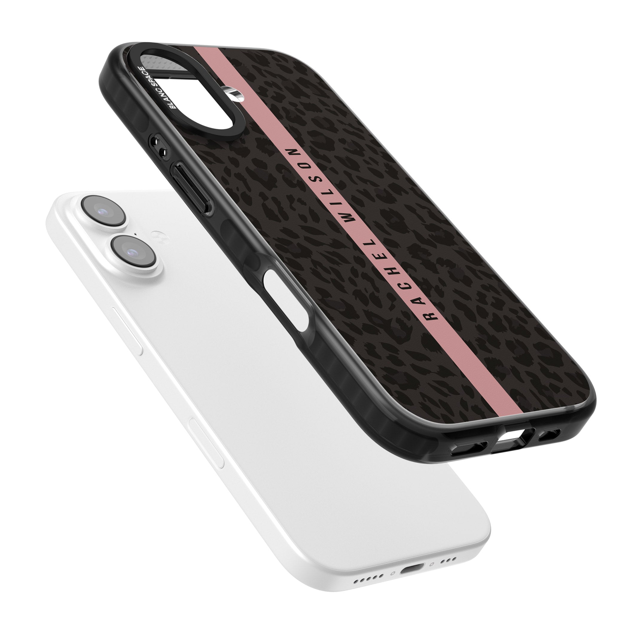 Personalised Pink Stripe Leopard iPhone 17 Impact Black Phone Case Colours