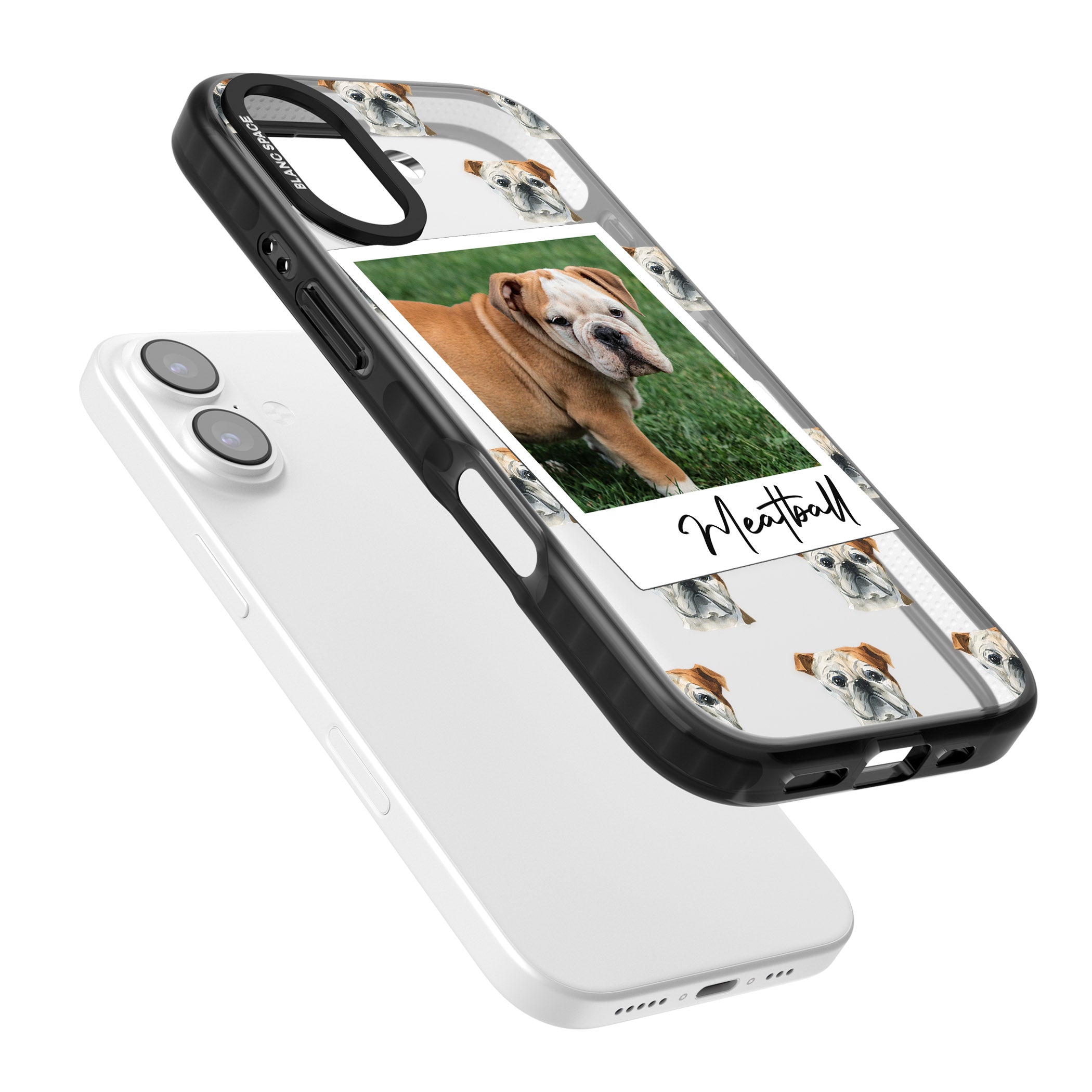 Personalised English Bulldog Instant Camera Photo iPhone 17 Impact Black Phone Case Colours
