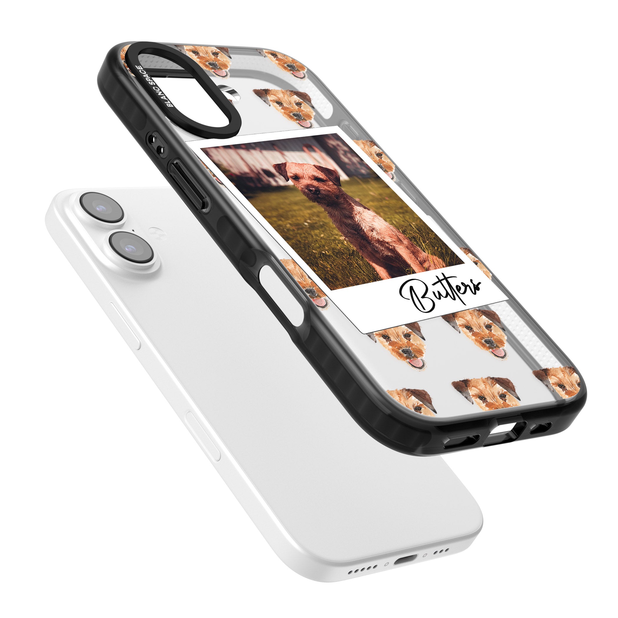 Personalised Border Terrier Instant Camera Photo iPhone 17 Impact Black Phone Case Colours