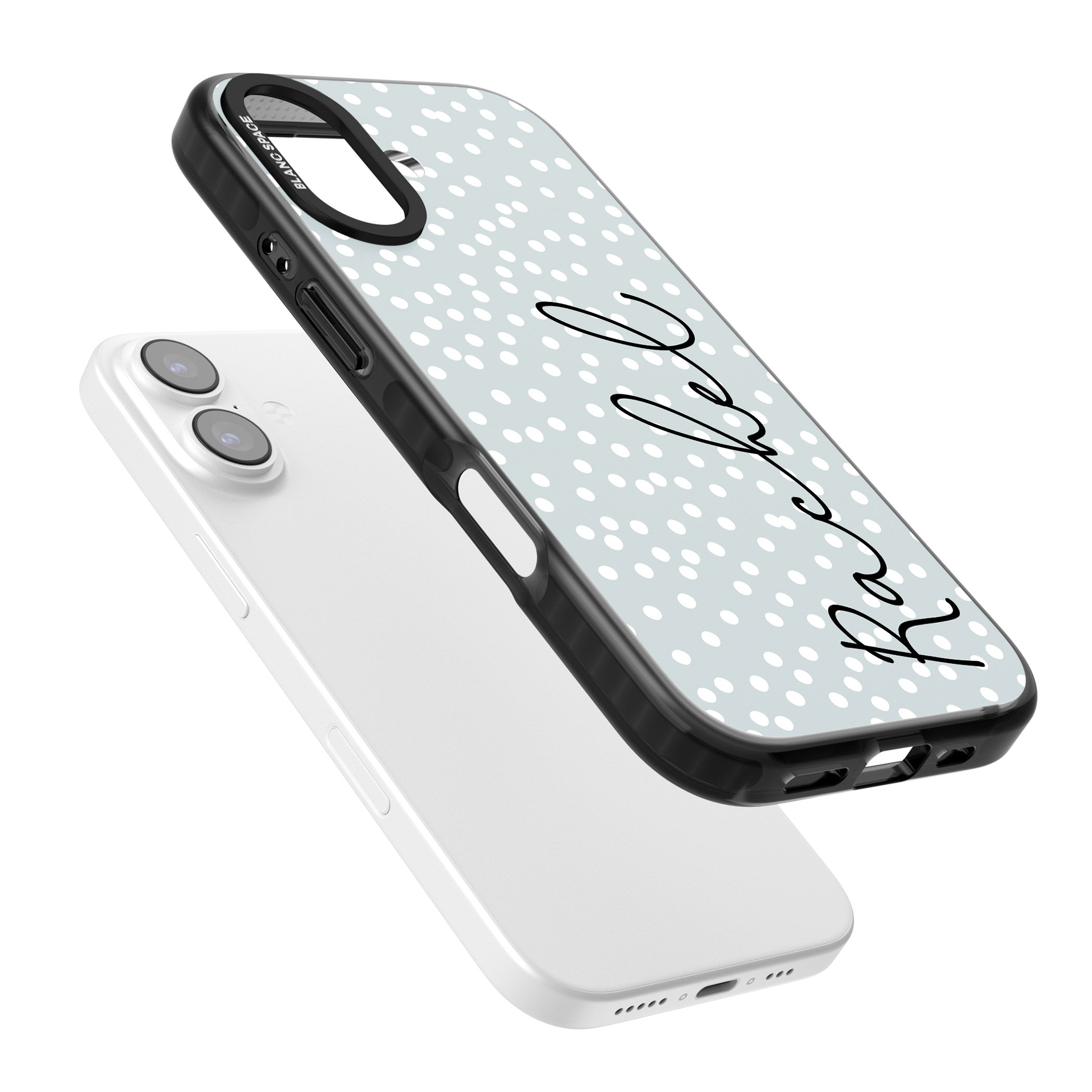 Personalised Vertical Cursive & Dots iPhone 17 Impact Black Phone Case Colours