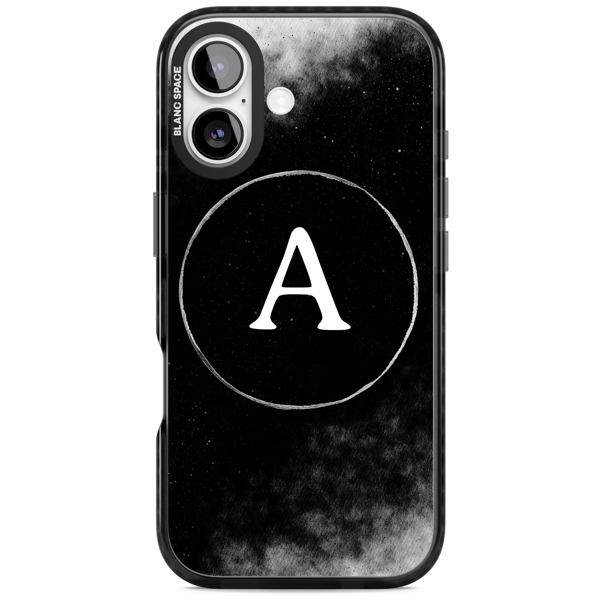 Personalised Monochrome Cosmic Monogram iPhone 17 Impact Black Phone Case