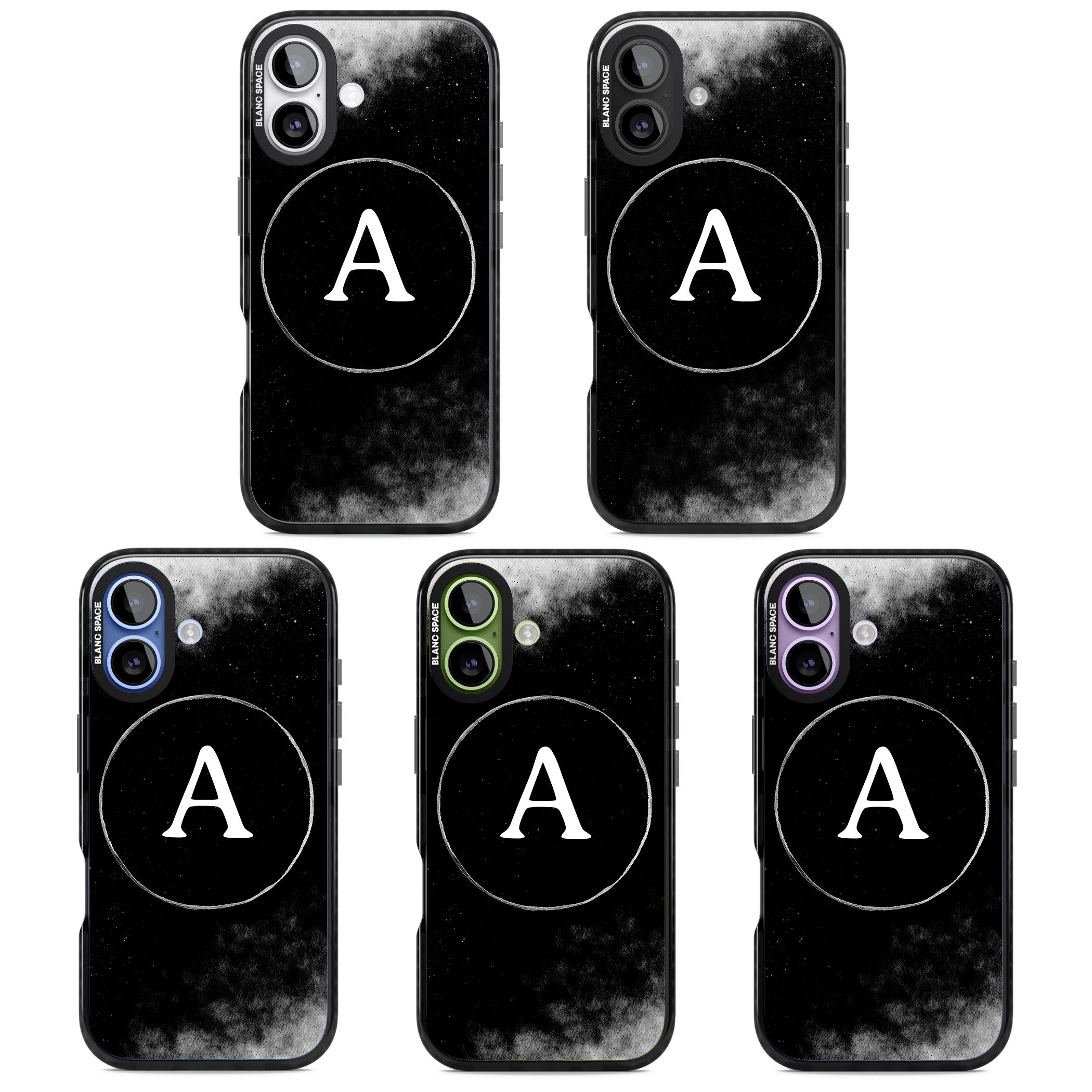 Personalised Monochrome Cosmic Monogram iPhone 17 Impact Black Phone Case APT Impact Protection