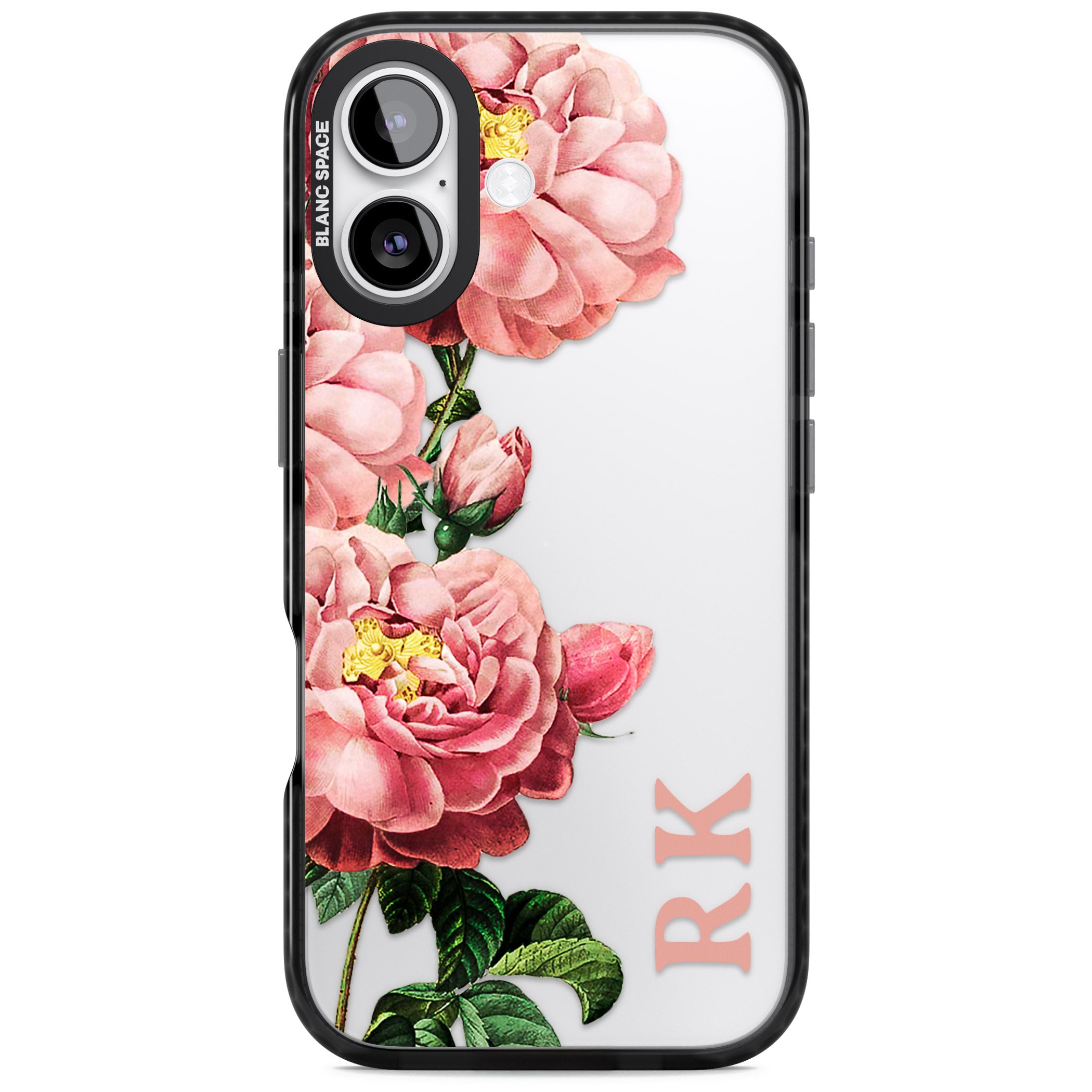 Personalised Vintage Floral Peonies iPhone 17 Impact Black Phone Case
